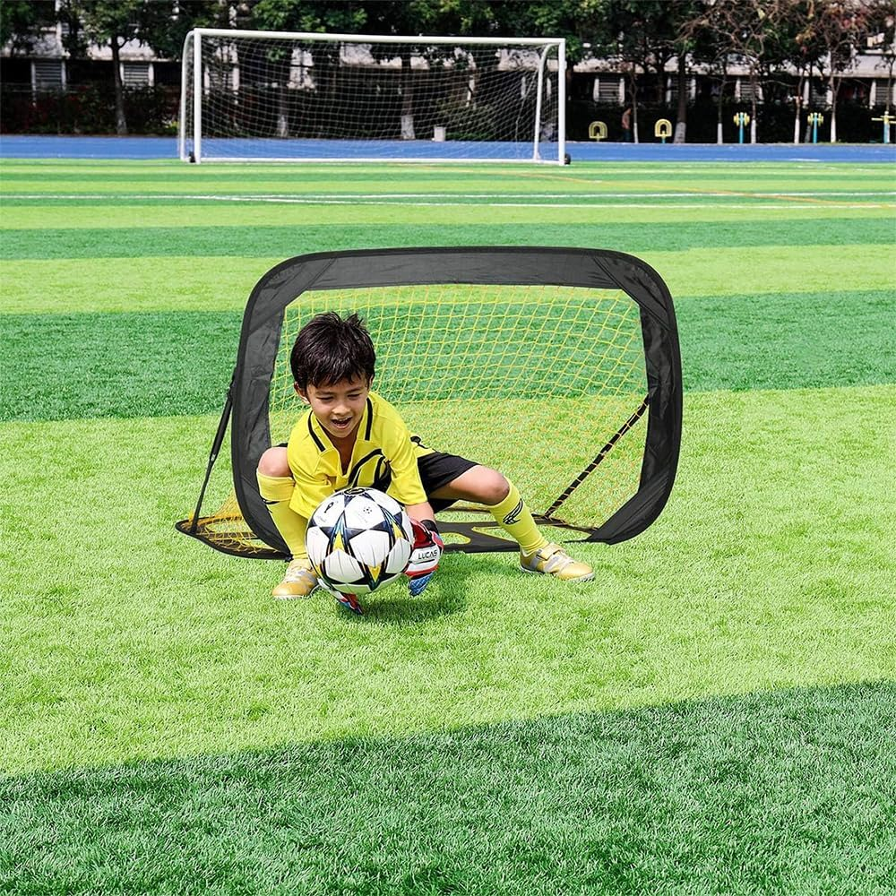 Soccer Goal, Target Net for Football, 2 Pockets Practice Sports Nets Soccer Portable Softball Training Aid Netting Target Rebounder Screen Backyard Outdoor Camping Equipment with Carry Bag image number 4