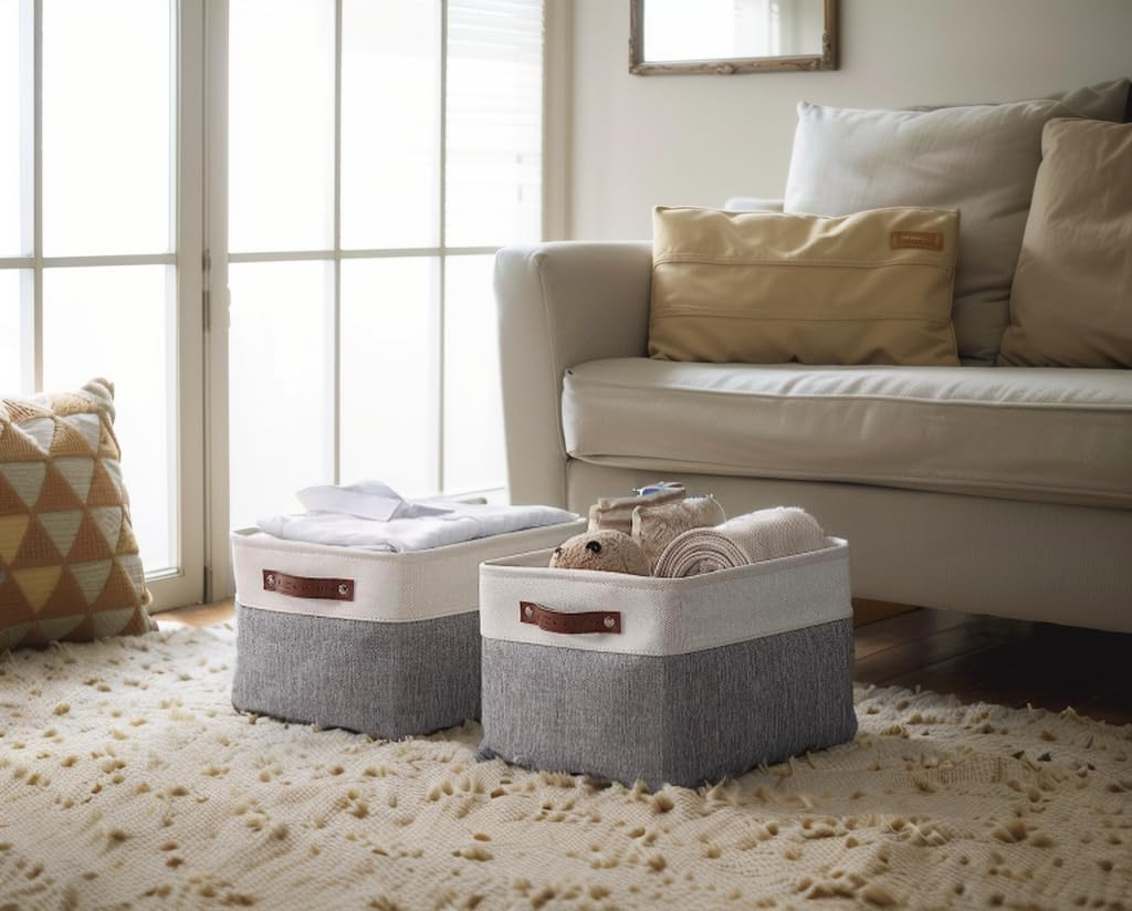 [3-Pack] Large Nursery Storage Baskets,H HOME-MART Foldable Storage Basket Storage Open Basket Bin Set (Small-3 Pack-31*21*16Cm) image number 5