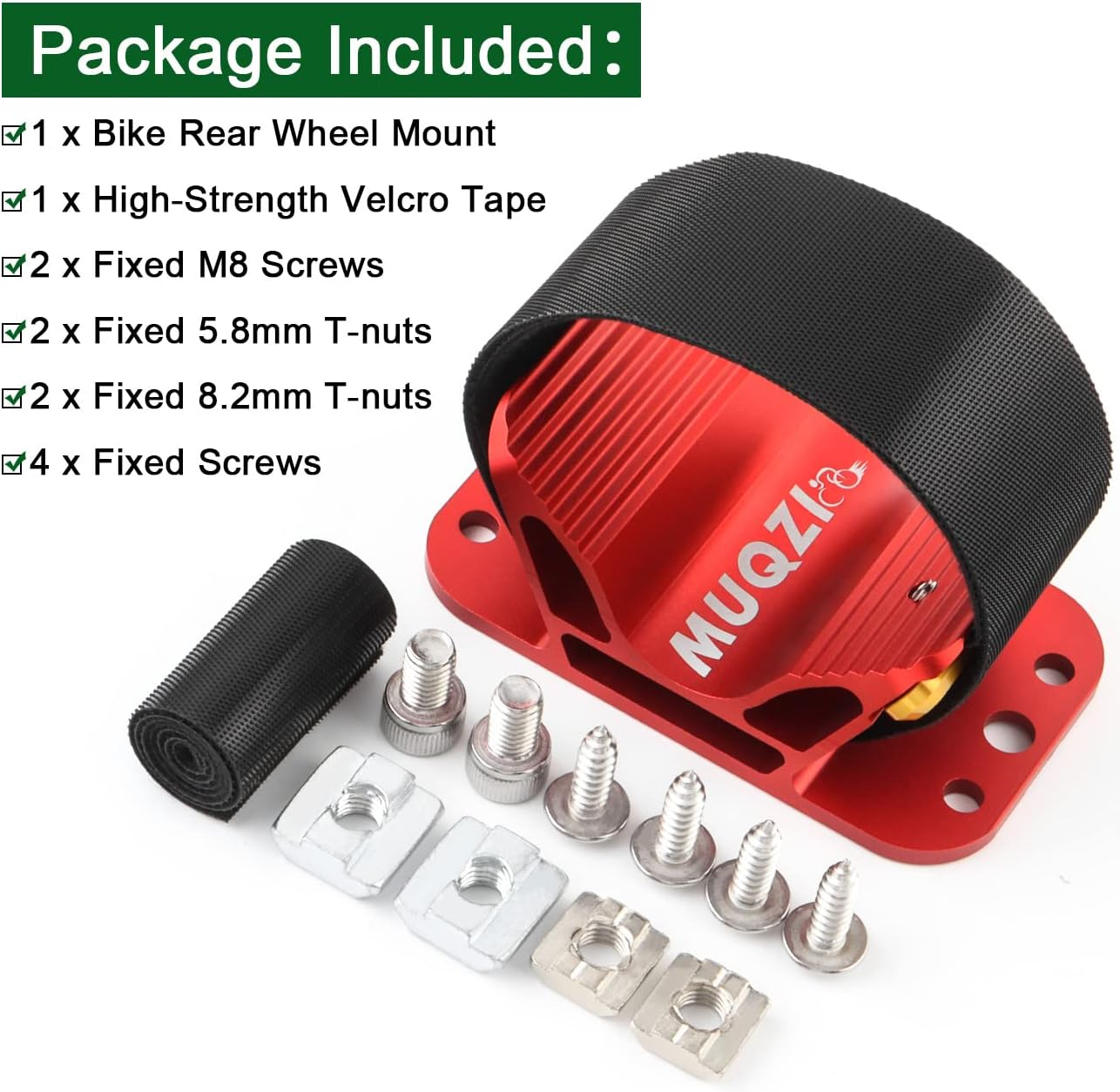 MUQZI Rear Wheel Mount - Bike Car Roof Rack Carrier and Bicycle Holder Stand - Installation Mount, Red image number 6