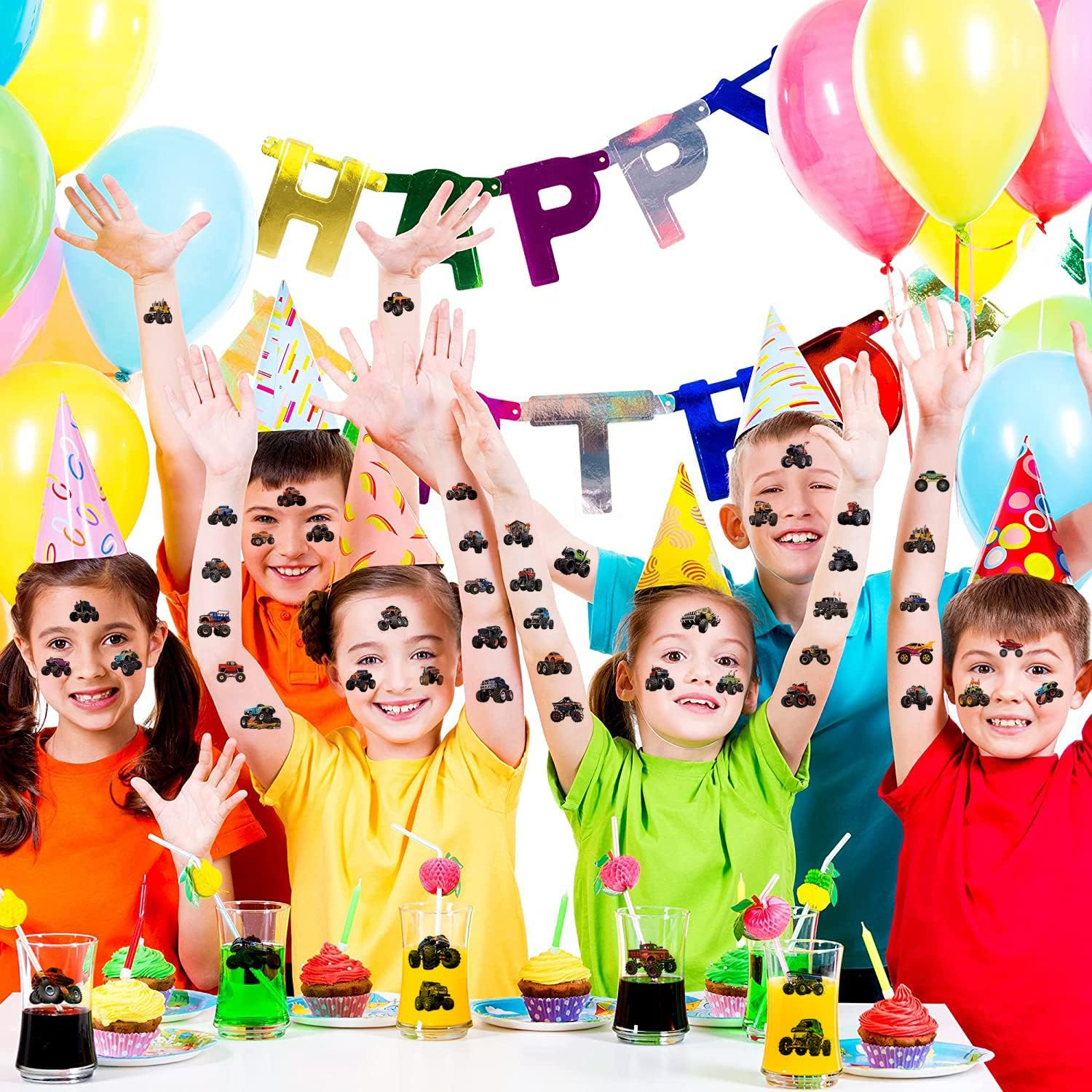 20 Sheets Monster Truck Temporary Tattoos for Kids, Monster Truck Party Supplies Decorations Cool Car Fake Tattoos Sticker Monster Truck Party Favors for Kids Boys Girls Teens Party Game Gifts image number 5