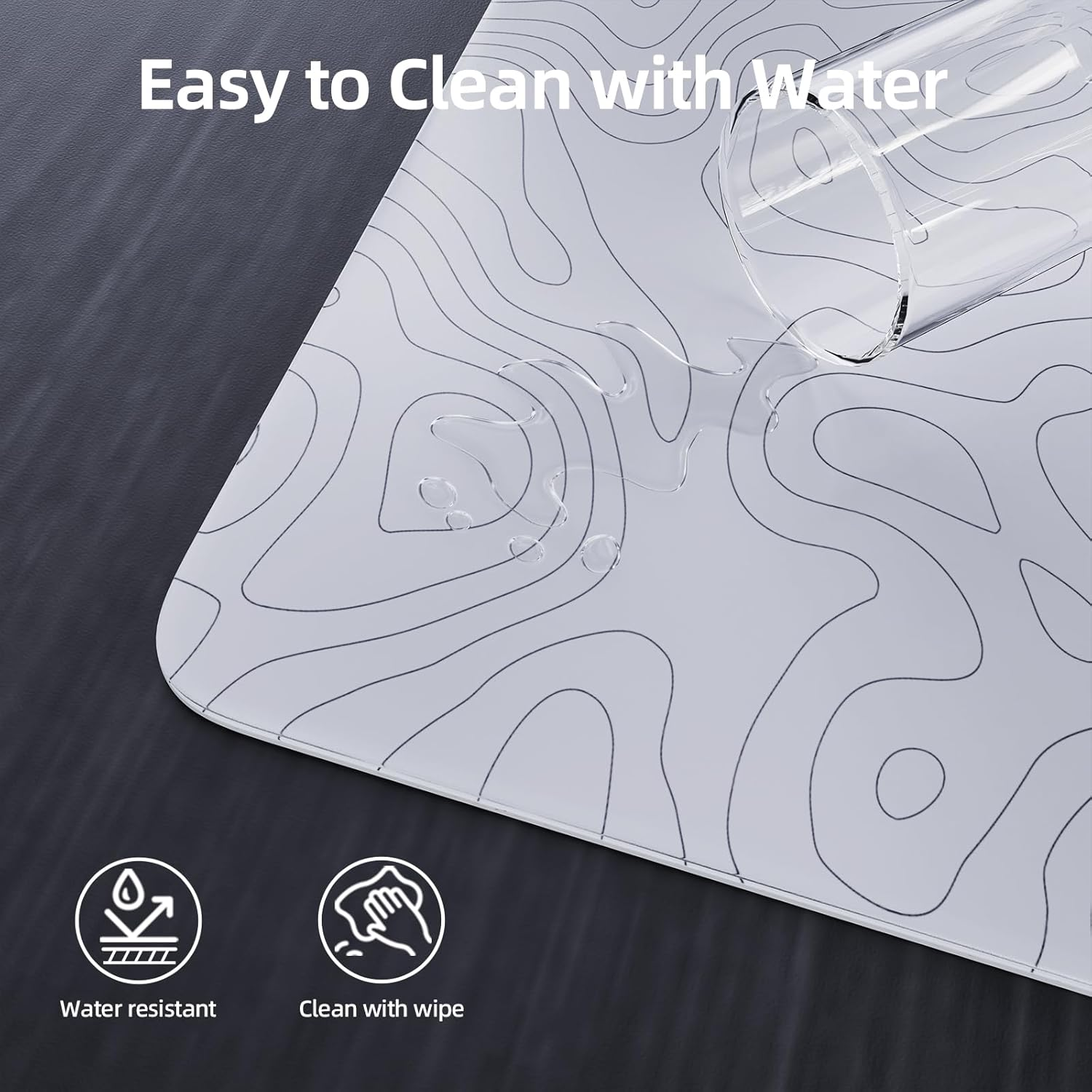 ATTACK SHARK CM05 Large Glass Gaming Mouse Pad - 450X400Mm Nano-Textured Glass for Precision & Speed, Anti-Slip PU Base, 9H Hardness, Smooth & Durable - Suit for Precision Gaming Mice - White Contour image number 1