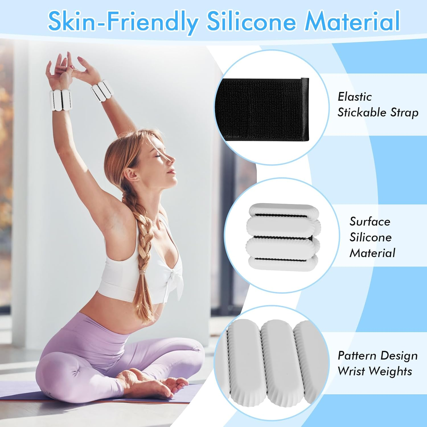 Wrist Ankle Weights for Women, Adjustable Ankle Weights Strength Training Silicone Bracelets Workout Wrist Ankle Weights for Men Women Yoga Running Dance Ankle Arm Leg Weights (2Lb) image number 5