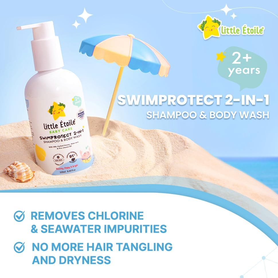 Little &Eacute;toile Baby Care Swimprotect 2-In-1 Shampoo & Body Wash, with Mbc Herbal Honey, Aloe Vera & Panthenol, Naturally Ingredients, Free from SLS & Parabens, 250Ml image number 2