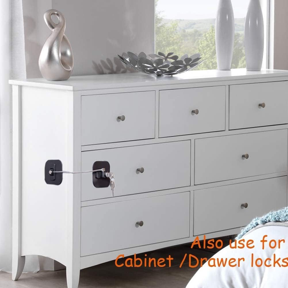 3P Black Children Safety Refrigerator Door Lock,Kids Security Window Lock,Cabinet Lock,Fridge Freezer Locks with 6 Keys image number 4