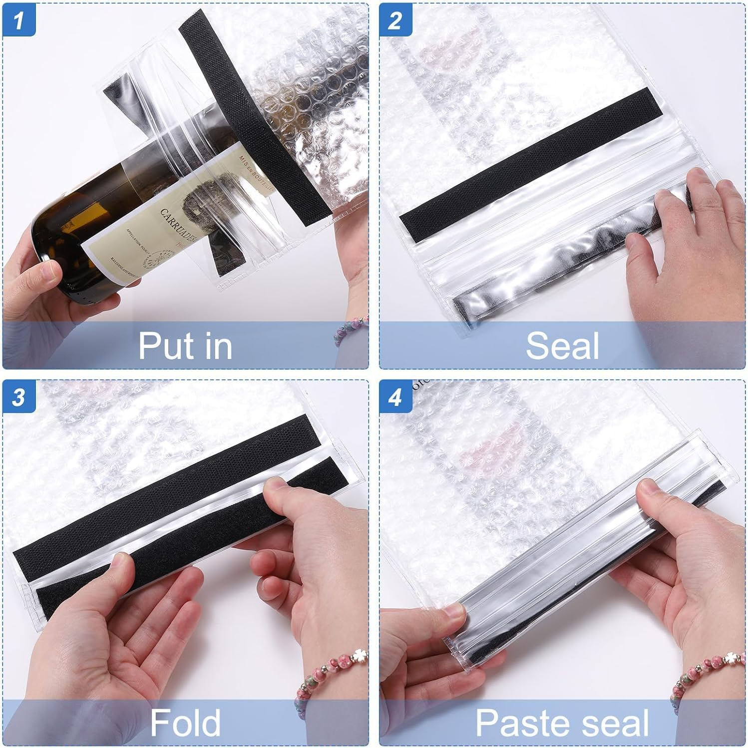 6 Pack Reusable Wine Bottle Travel Bags &ndash; Leakproof Triple-Protection Sleeves for Airplane, Car, and Luggage Use image number 4