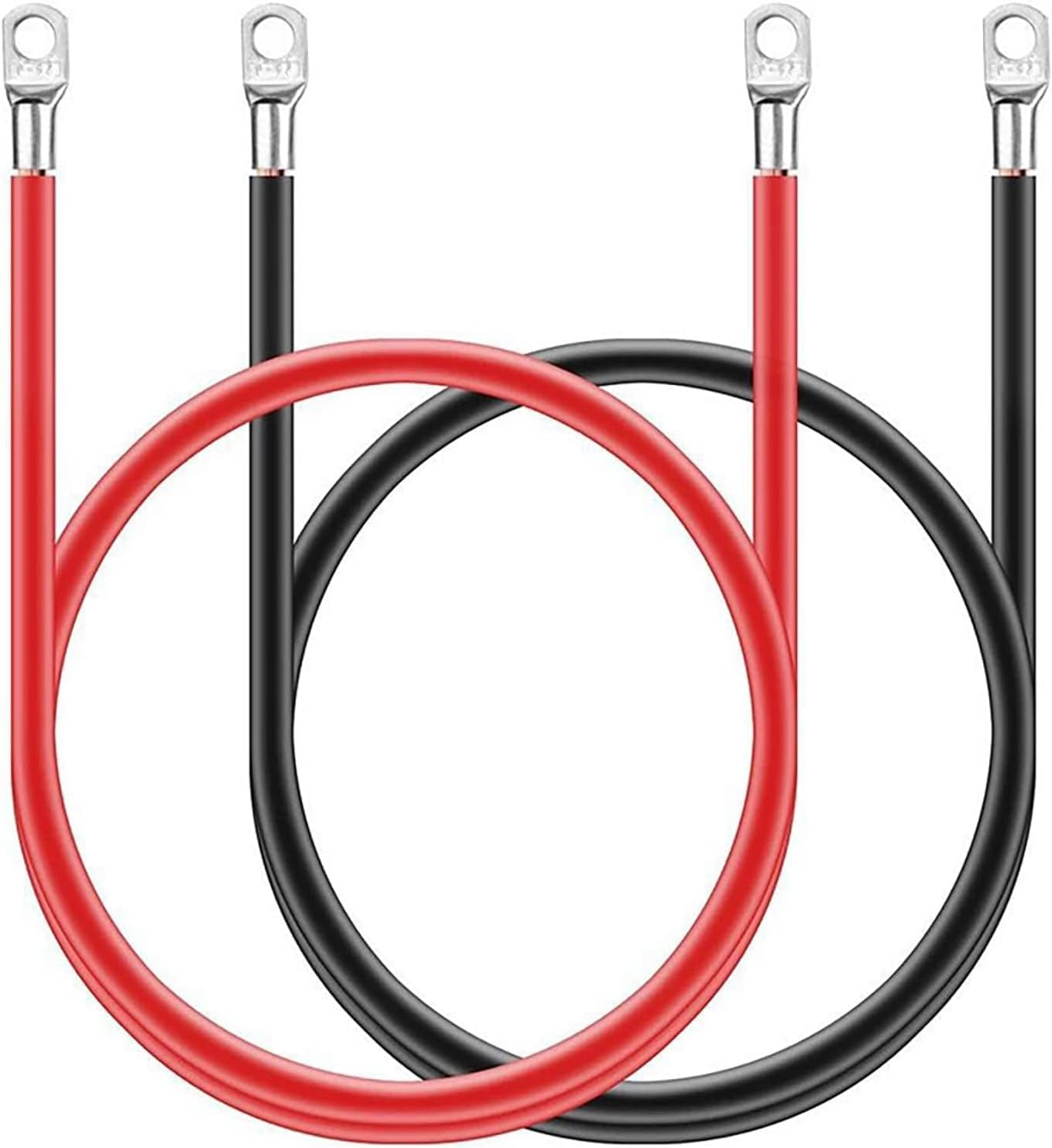 Battery Cable Set,30 Cm 5 AWG 3/8" Ring Copper Power Inverter Cables with Terminals,Battery Power Inverter Wire for Car, Vehicle, RV, Solar - Red + Black