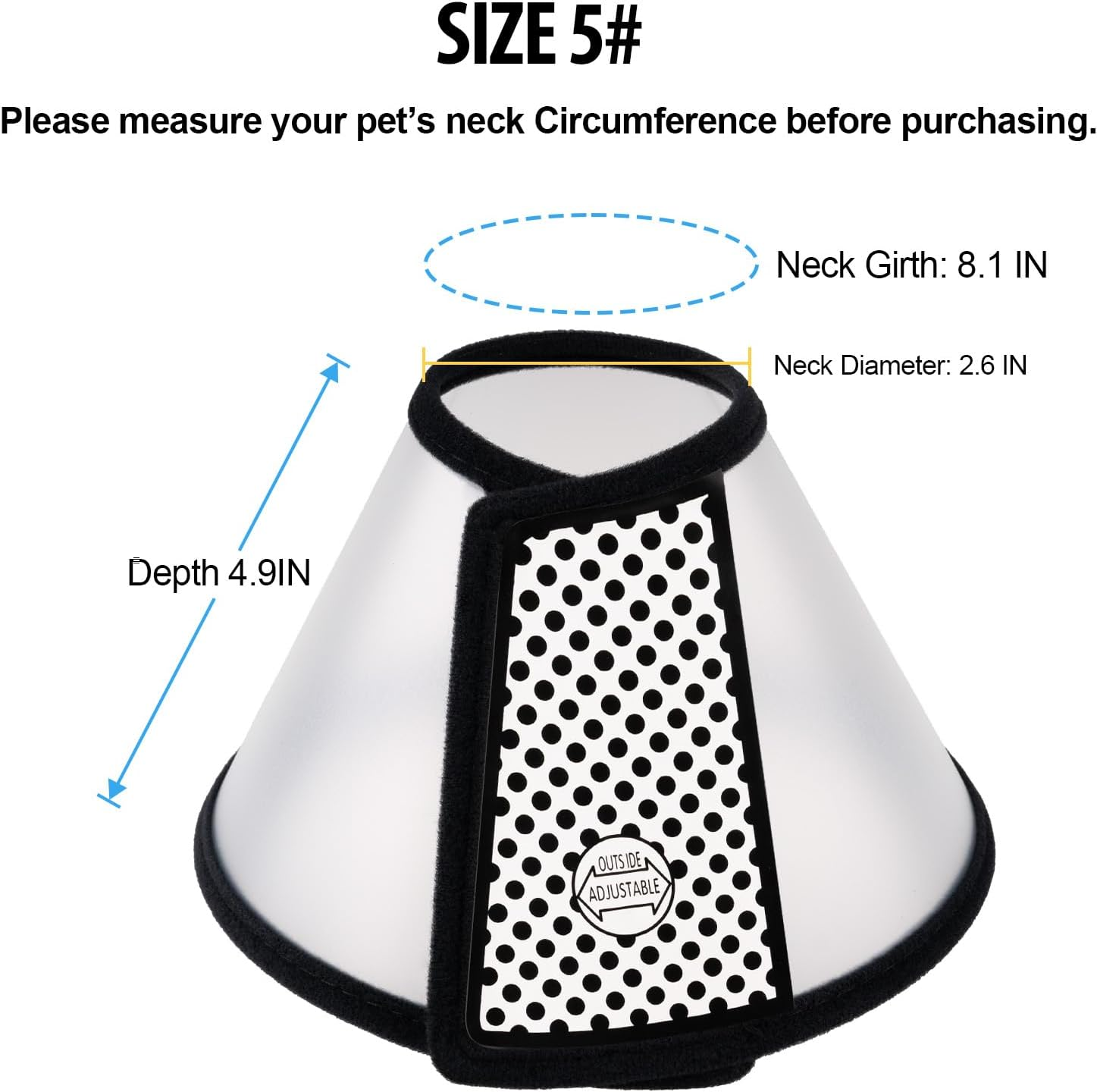 Depets Adjustable Recovery Pet Cone E-Collar for Cats Puppy Rabbit, Plastic Elizabeth Protective Collar Wound Healing Practical Neck Cover, Neck Girth 8.1 In image number 6