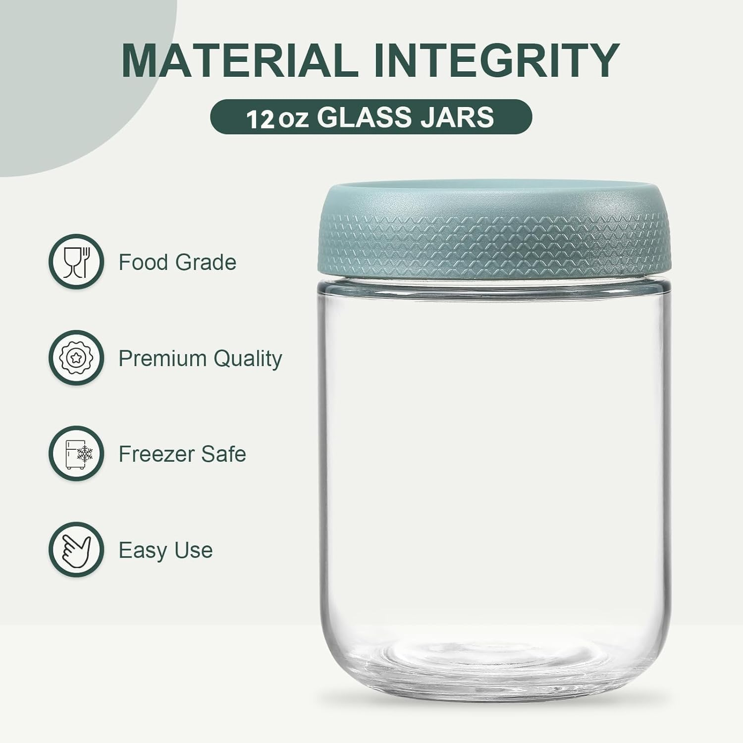 6-Pack Overnight Oats Containers with Lids, 12Oz Mason Jars with Lid for Cereal with Measurement Marks, Glass Airtight Oatmeal Container on the Go Container image number 1