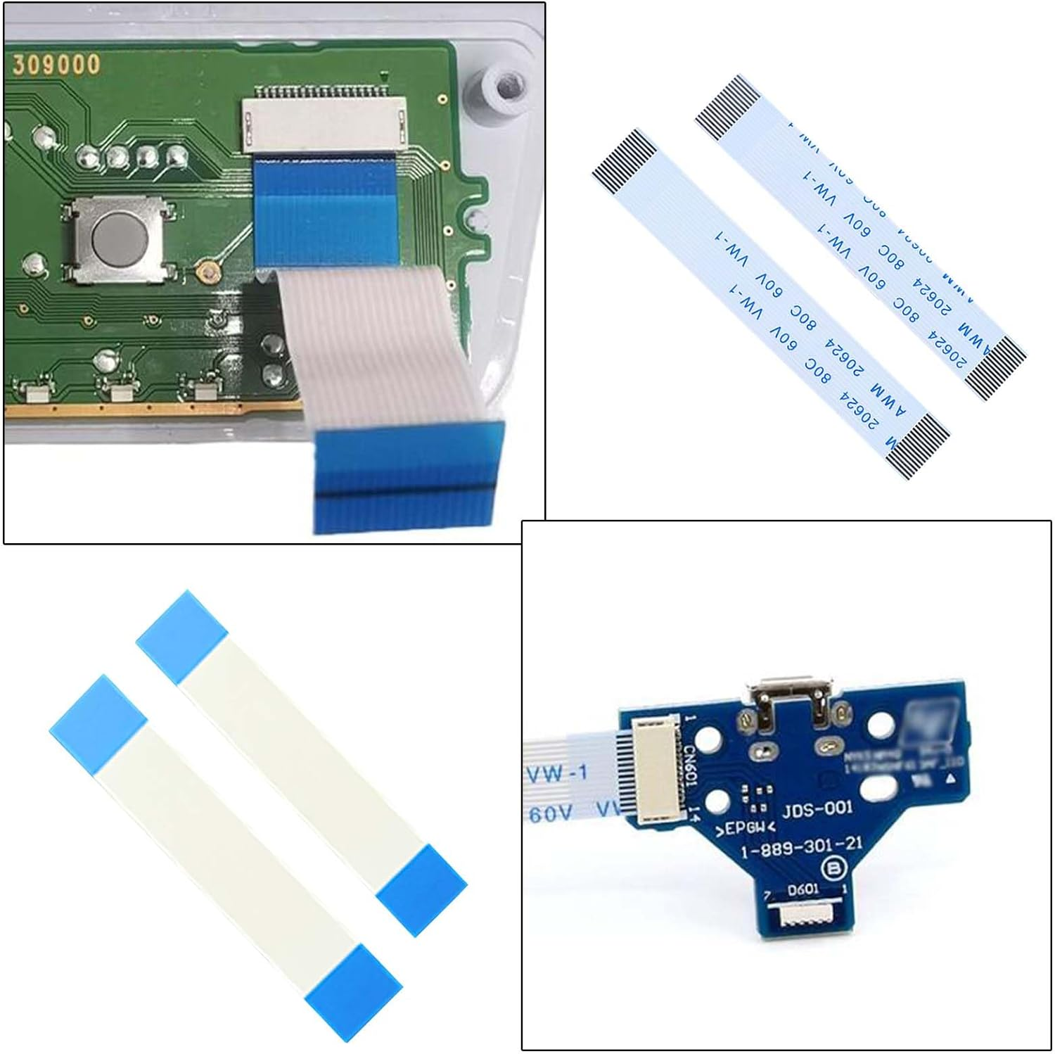 4 Pairs (8Pcs) Flex Ribbon Cables Compatible with Sony PS5 16 Pin Console Gamepad Touchpad L1 L2 R1 R2 Flex Cable Replacement for TV Video Games image number 1