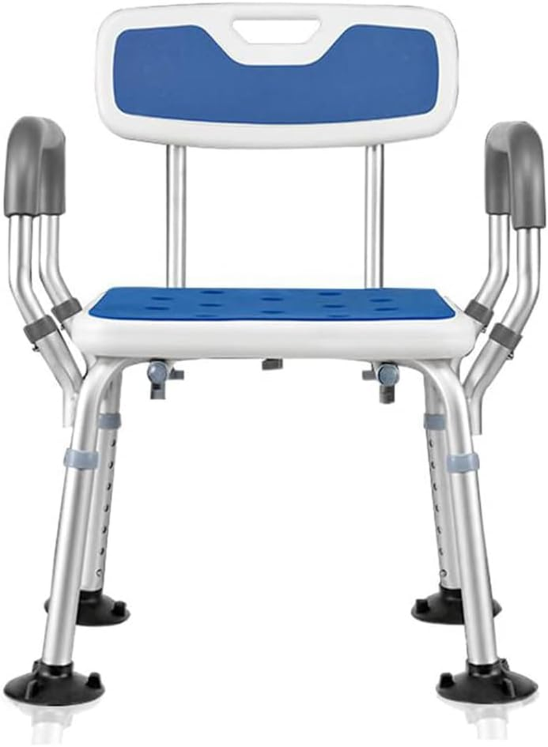 TOMVAES Adjustable Legs Shower Seat with Back, Bathroom Bench Bath Chair with Anti-Slip Suction Cup, Shower Chair with Arms Hold up to 150 KG for Disabled, Pregnant Woman, Elderly image number 2