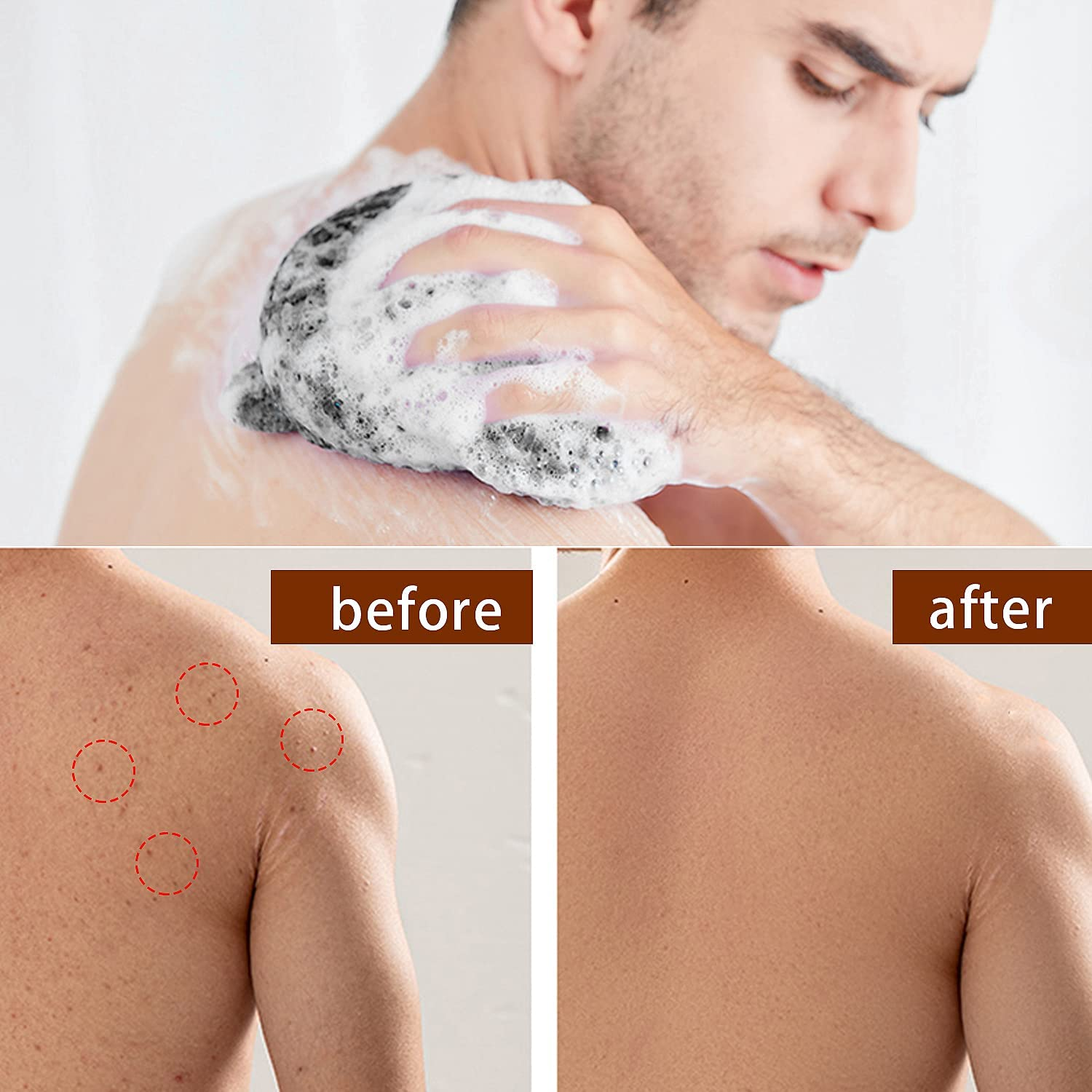 JASSINS African Net Long Bath Net Sponge, Bathing Body Exfoliating Shower Body Back Scrubber Skin Smoother,Stretch Length to 66 INCH (Black) - Black image number 4