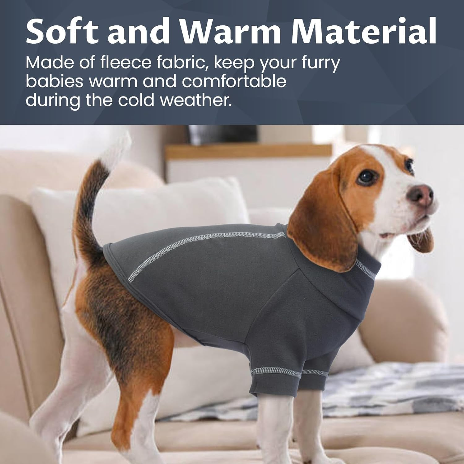 Kuoser Fleece Dog Sweater, Soft Pullover Large Dog Sweater, Turtleneck Dog Sweaters for Small Dogs Girl Boy, Fall Warm Dog Winter Clothes with Sleeves, Dog Fleece Sweatshirt Vest Coat(S,Darkgray) image number 1