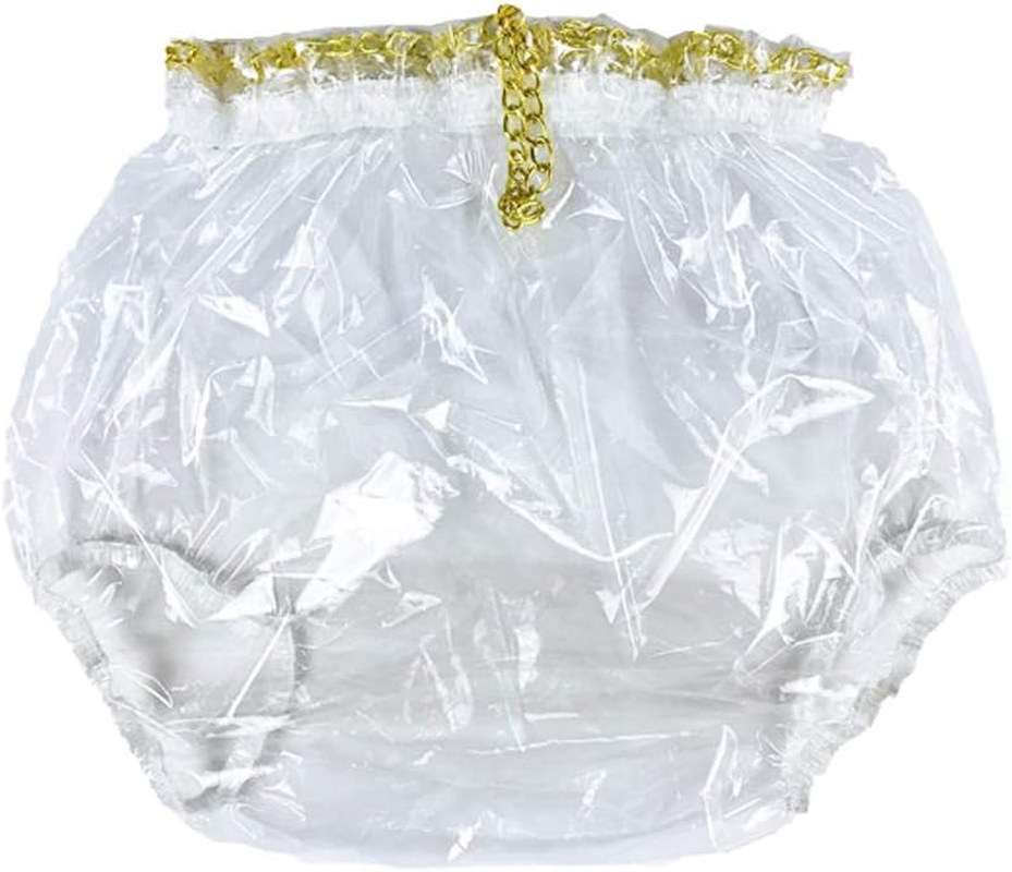 Haian Pull-On Locking Plastic (PVC&EVA) Pants (Transparent Pink, Xx-Large)