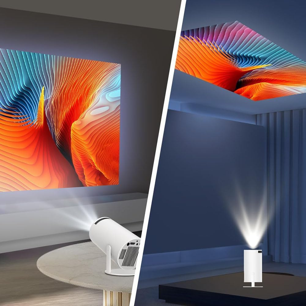 2025 Upgraded Portable Projector Mini Projector 4K 720P Support, Portable Wifi6 BT 5.0 Android 11, Smart Projector Auto Horizontal Correction, 180&deg;Rotatable Outdoor Movie Projector