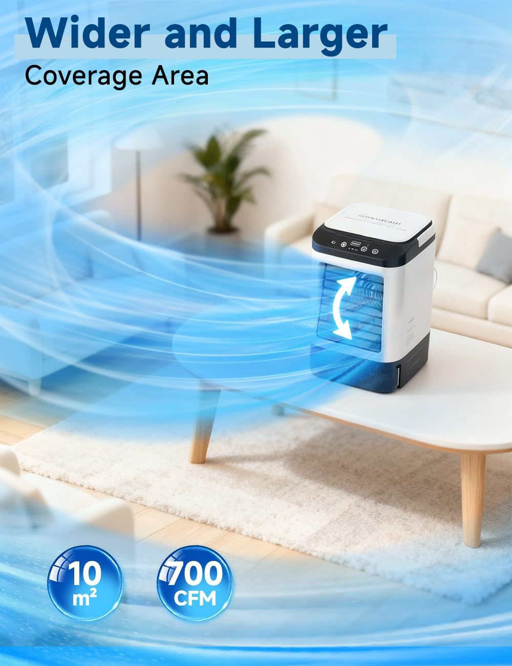4-IN-1 Portable Air Conditioner, 3 Speeds & 2 Spray Modes, 900ML Tank, Boosting Mode, 25Db USB Powered Mini Cooler, Humidifier, Cooling Fan, 7 Night Light, Evaporative Air Cooler for Room Home image number 6