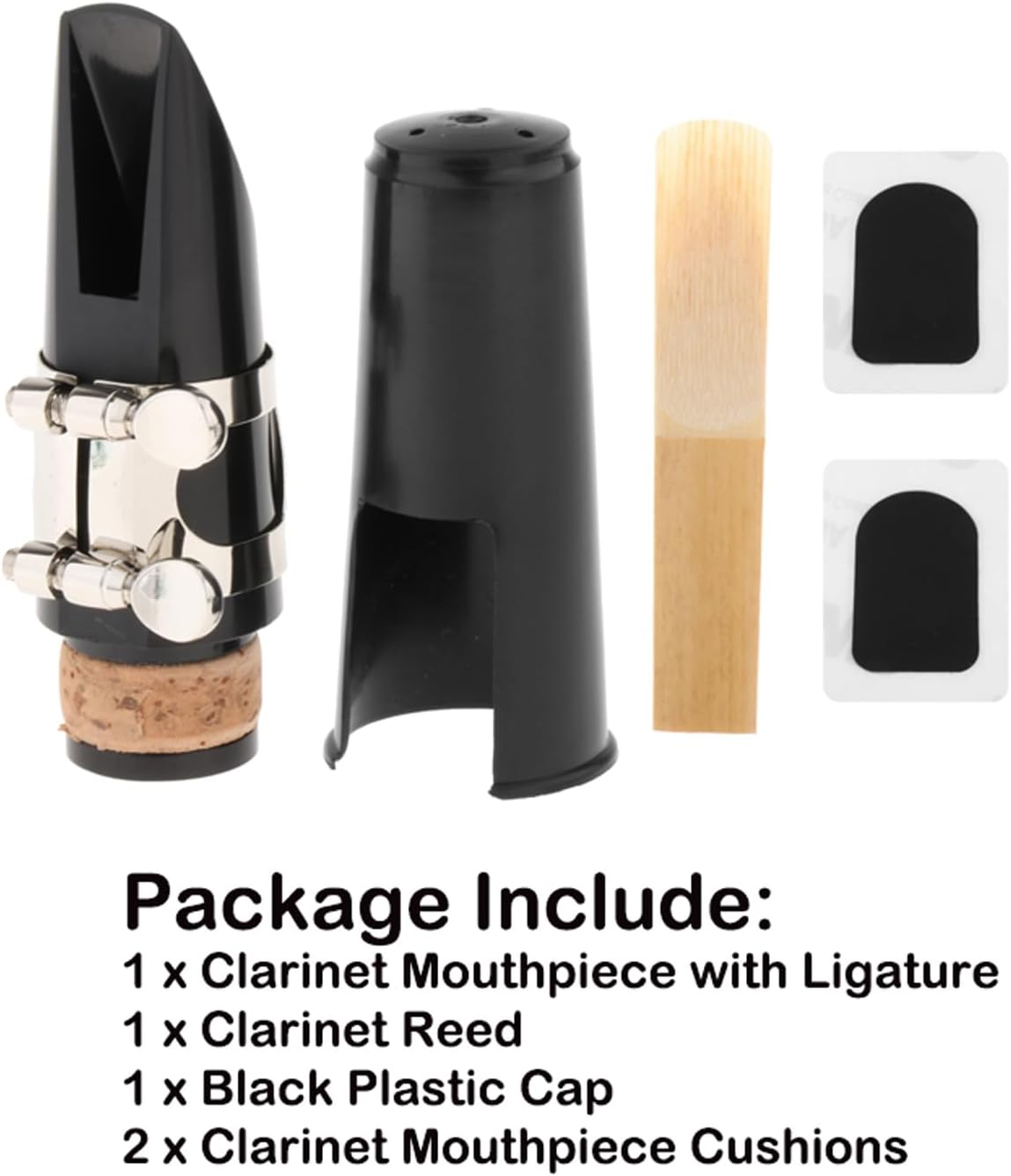 Clarinet Mouthpiece Kit, Includes Ligature+Clarinet Mouthpiece Cushions+Clarinet Reed 2.5+Black Clarinet Mouthpiece Plastic Cap image number 6