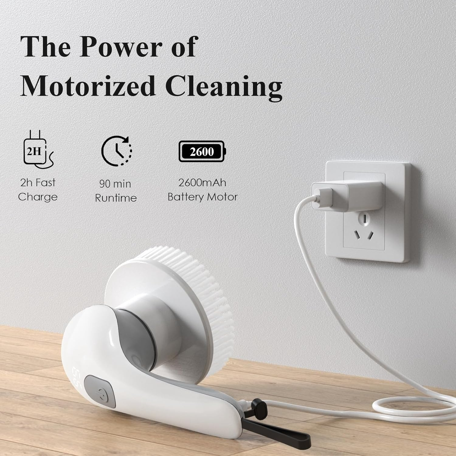 Minthouz Electric Spin Scrubber, Bathroom Cleaner with 6 Replaceable Brush Heads & 2 Adjustable Speeds, IP67 Waterproof Shower Cleaner,Handle Cleaning Brush for Tub Tile Floor Kitchen Bathroom image number 2