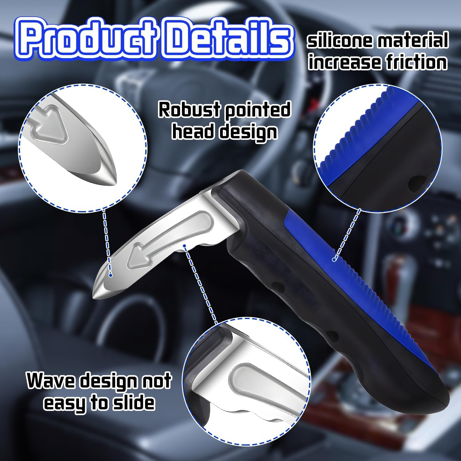 Portable Vehicle Support Handle,Car Door Latch Assist Standing Mobility Aid Grab Handle,Elderly Automotive Door Assist Handle with Glass Breaker image number 3