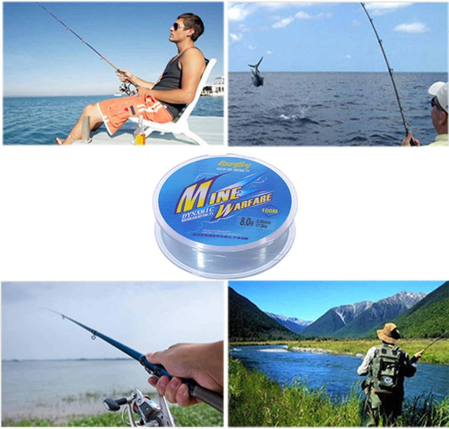 2 Roll Fish Line Nylon Thread Clear Fishing Wire for Hanging Decorations - Strong Clear String (Blue 8.0) image number 3