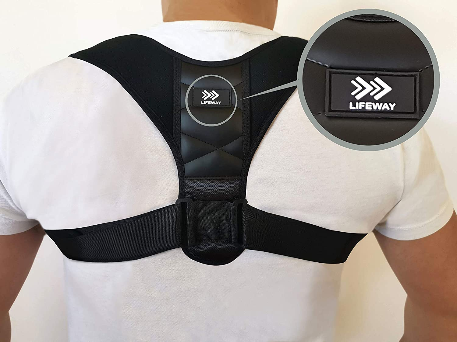 LIFEWAY Posture Corrector for Men & Women - Upper Back Brace for Spine & Clavicle Support - Relives Pain in Neck & Shoulder Caused by Slouching Hunching Kyphosis - Adjustable Comfortable image number 2
