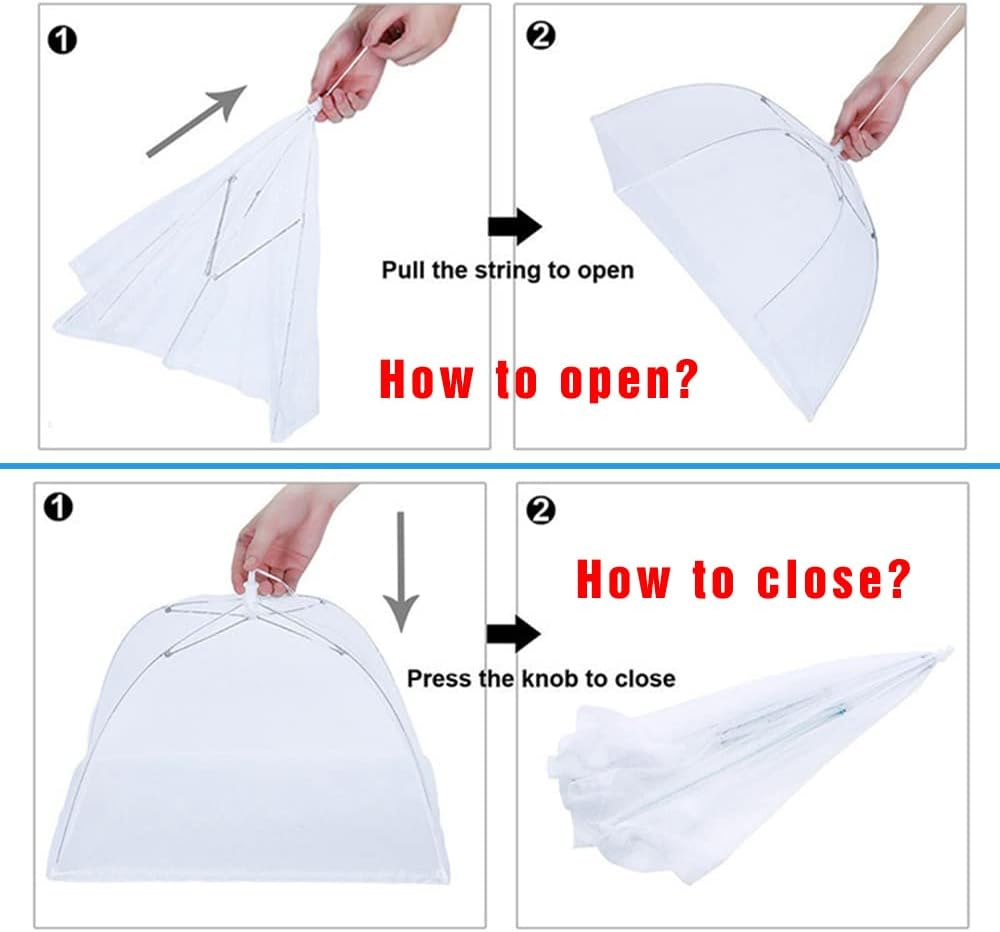 Food Covers for outside Mesh,1 Pack 40"X24" Extra Large Food Net + 6 Pack Colorful 17"X17" Pop up Mesh Food Tent Fly Covers Mesh Food Covers for Outdoors Picnic Pool Party BBQ Supplies image number 4