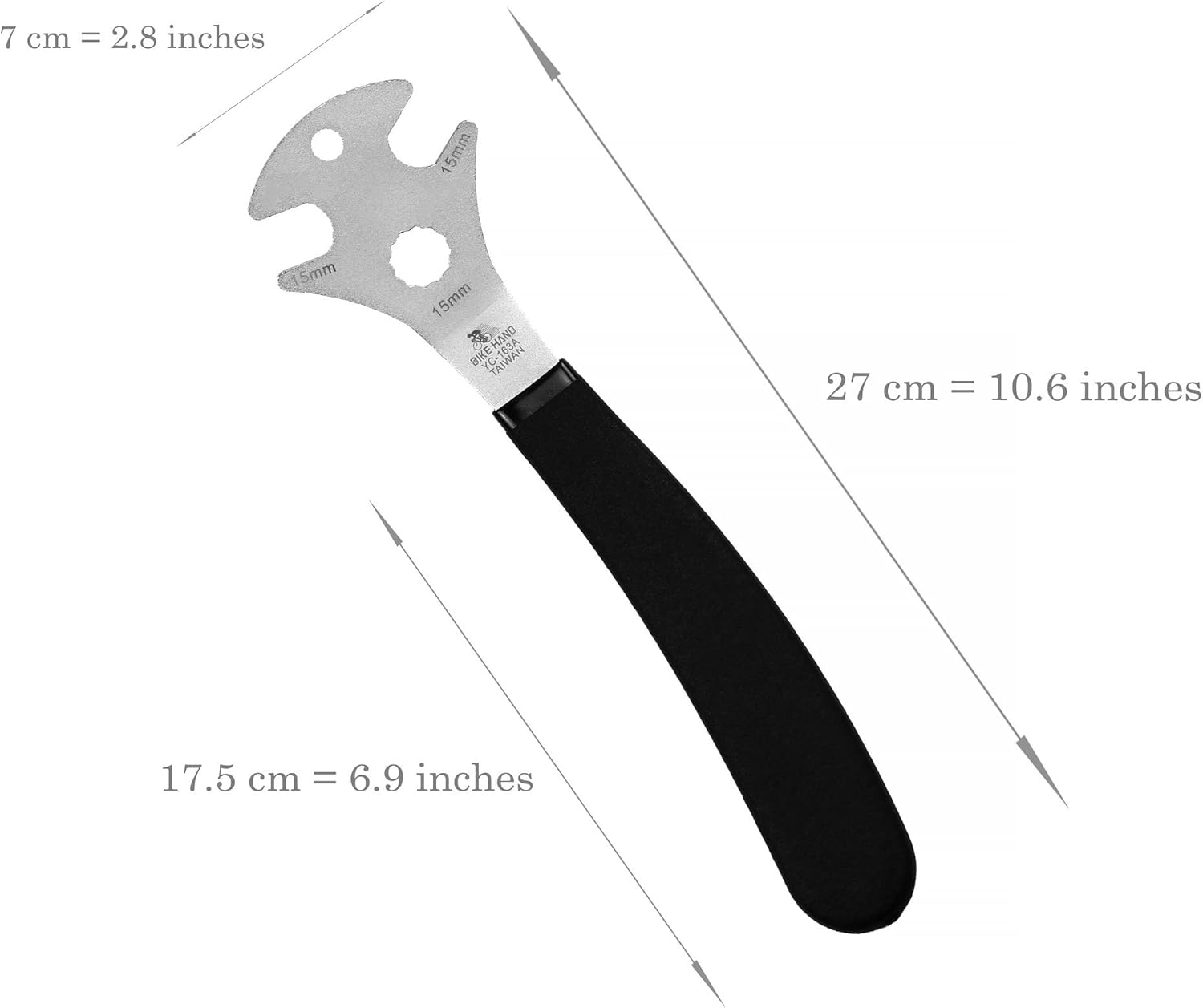 BIKEHAND Bicycle Bike Pedal Wrench Extra Heavy Duty Handle - Great Road Mountain Bike Pedal Removal Tool Spanner - 15Mm - Angled image number 3