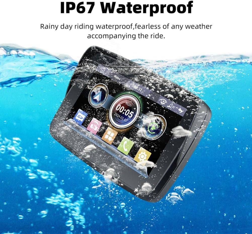 5 Inch Motorcycle Wireless Carplay Android Auto Portable Navigation GPS Screen Motorcycle Waterproof Display image number 1
