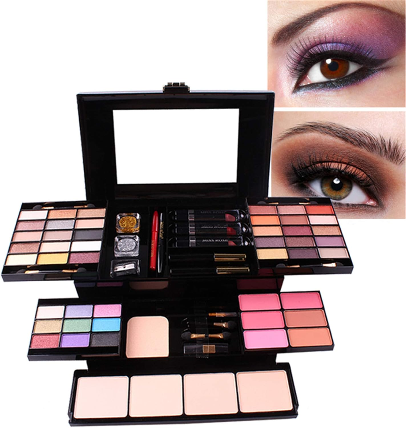 Fantasyday 54 Colours Multifunctional Exquisite Cosmetic Gift Set Makeup Kit for Face, Eyes and Lips - Makeup Palettes Vanity Case with Eyeshadow Palette, Lipstick, Blush, Mascara - 57 Colours image number 6