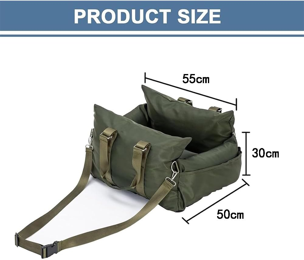 Dog Car Seat for Small Pets up to 27 KG, Portable Booster Seat Cushion Bed with Non-Slip Base, Detachable & Washable Carrier Sofa for Travel (Green) image number 5