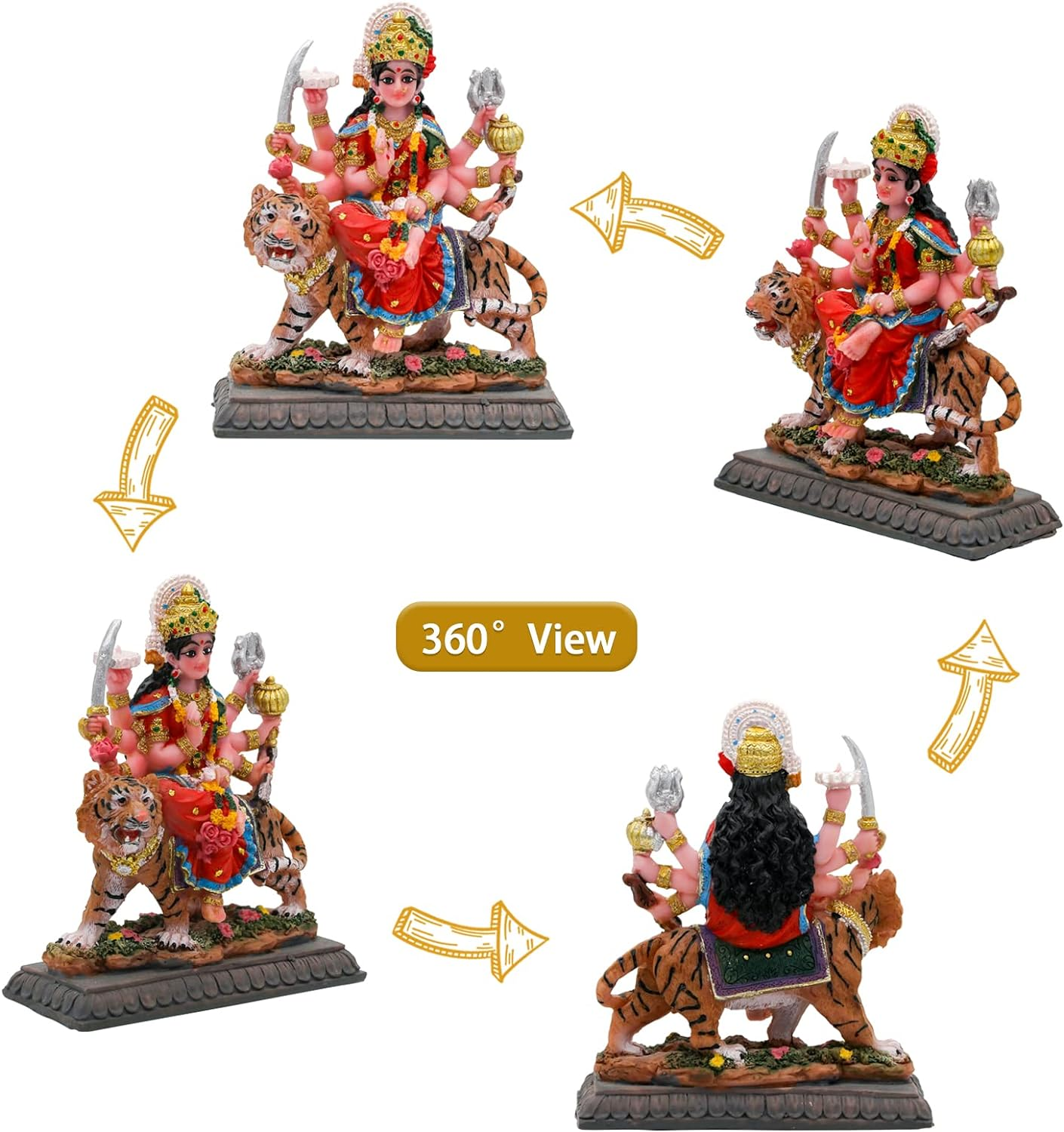 Small Maa Durga MATA Statue - 4.1&rdquo; H Durga Sculpture India God Hindu Goddess Murti Hindu Pooja Item for Home Office Temple Mandir Altar Puja Diwali Gifts Diwali Decor image number 4