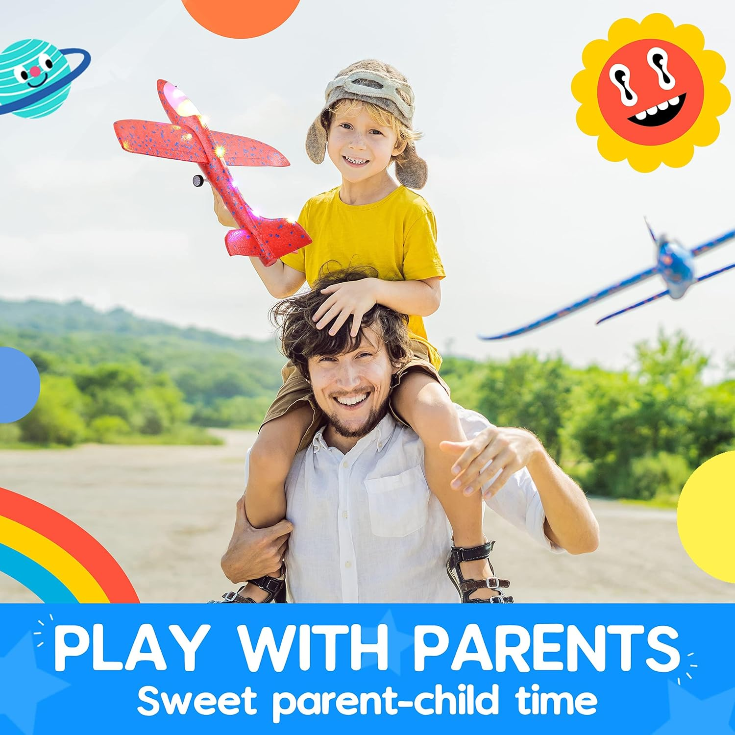 3 Pack LED Airplane Launcher Toys, 2 Flight Modes Foam Glider Catapult Plane, Outdoor Flying Toy for Kids, Birthday Gifts for Boy Gir image number 4