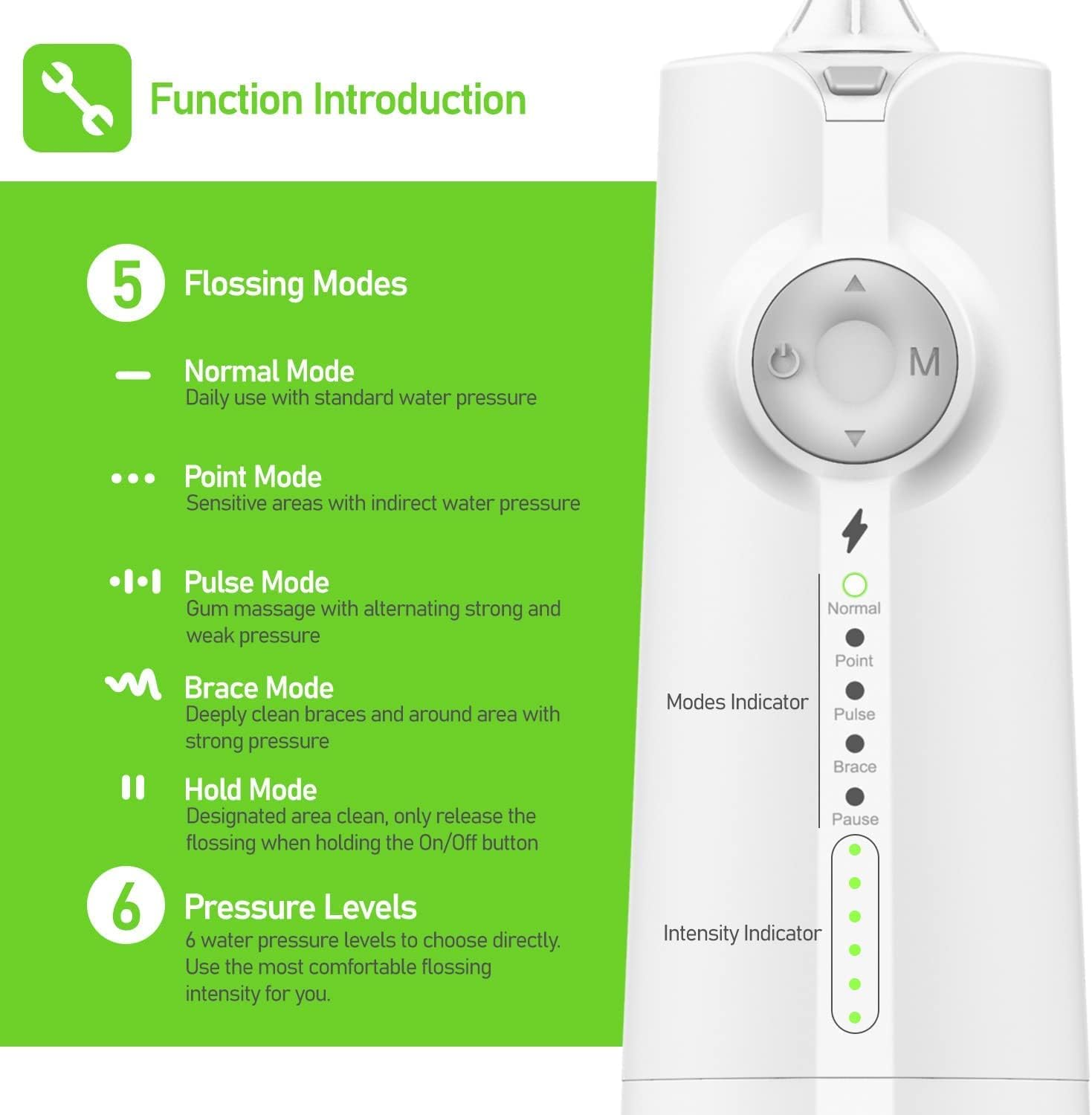 【2025 New Edition】Voinee Water Dental Flosser Oral Irrigator for Dental&Oral Care with 8 Tips 5 Modes 6 Pressure Levels IPX7 Waterproof 300ML Water Tank Low Noise Portable Cordless Rechargeable Teeth Cleaner for Home&Travel image number 1