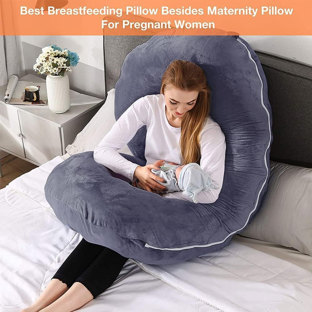 Pregnancy Pillow, C Shaped Full Body Maternity Pillow for Pregnant Women, Support for Back, HIPS, Legs, Belly (Black)