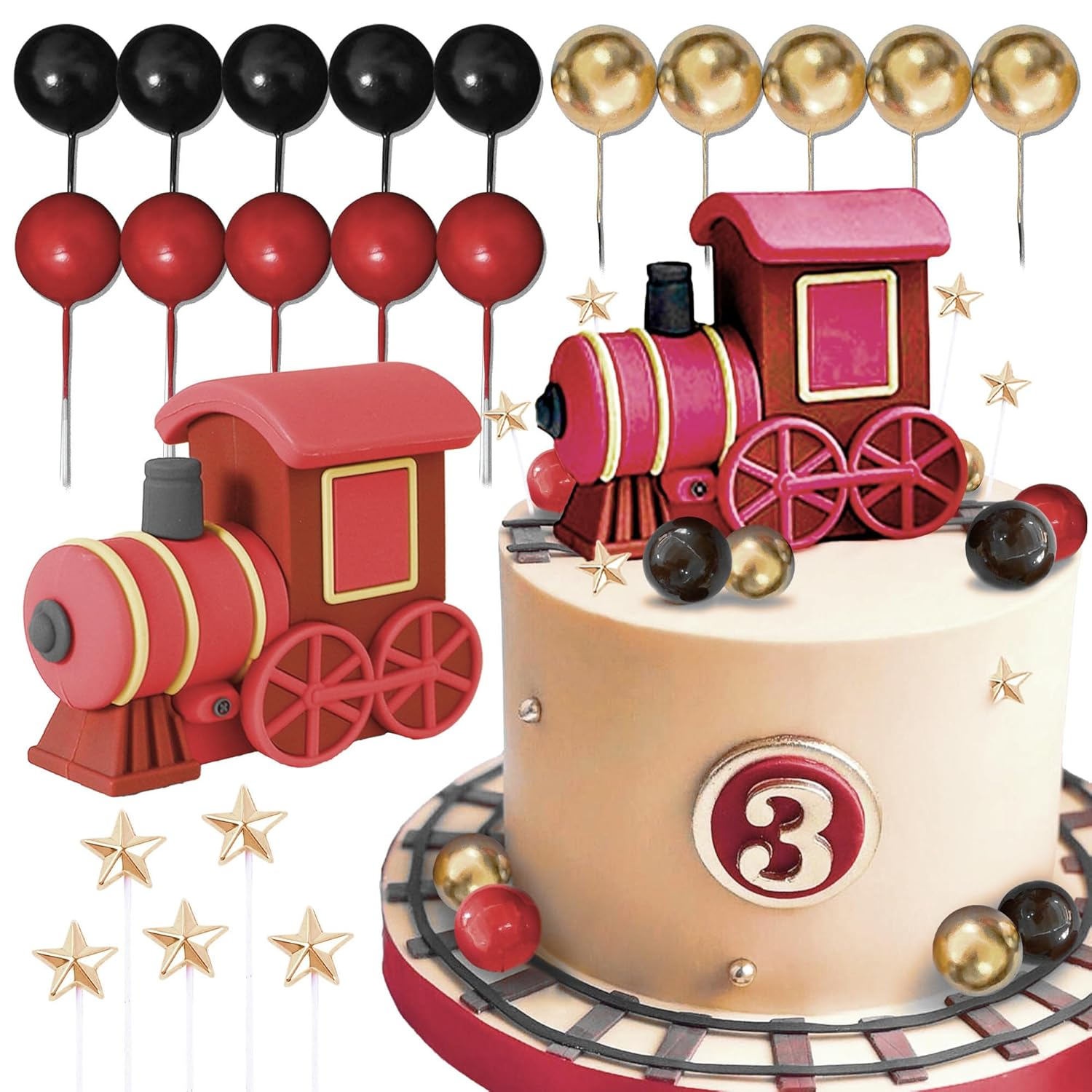 Christmas Train Cake Decoration Train Cake Topper Train Theme Birthday Decorations Baby Shower Party Supplies Baby Shower Cake Decoration image number 1