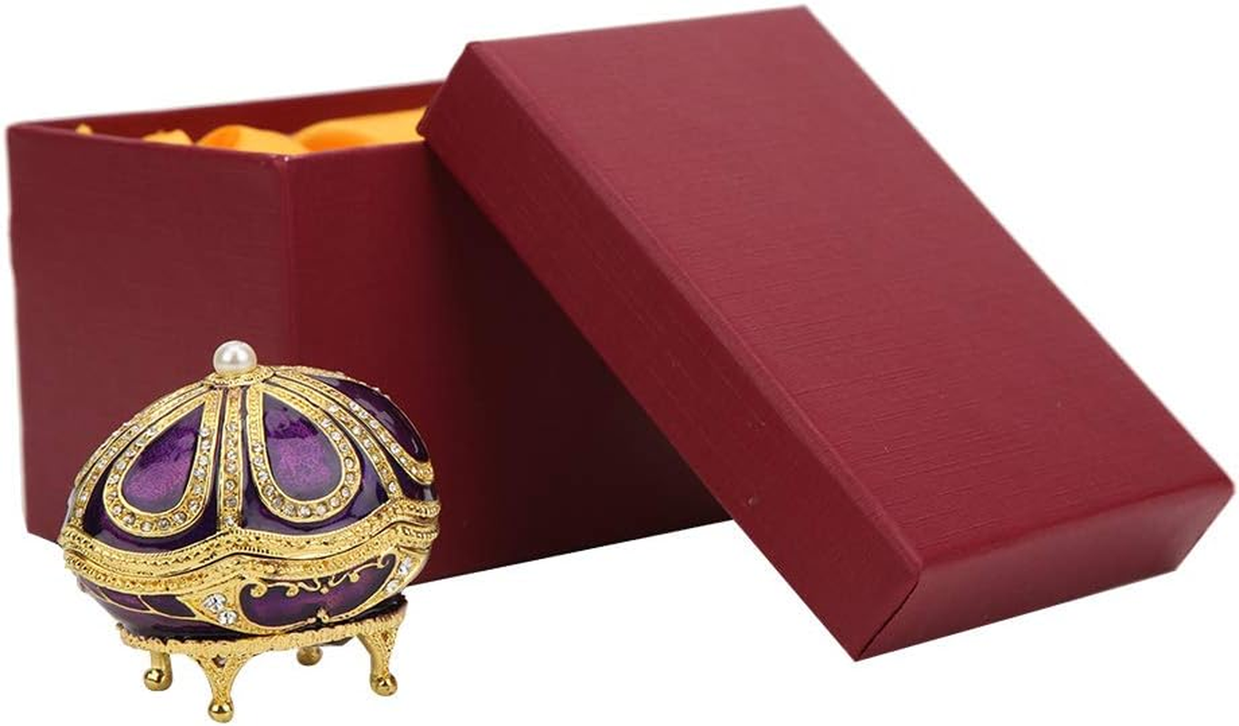 Trinket Box, Hand-Set Rhinestones Hand Painted Enamel No Fading Jewelry Storage Box Southeast Asian Style Exquisite Workmanship Purple Enamel Ornament for Home, Office Decoration, Ring Storage image number 5