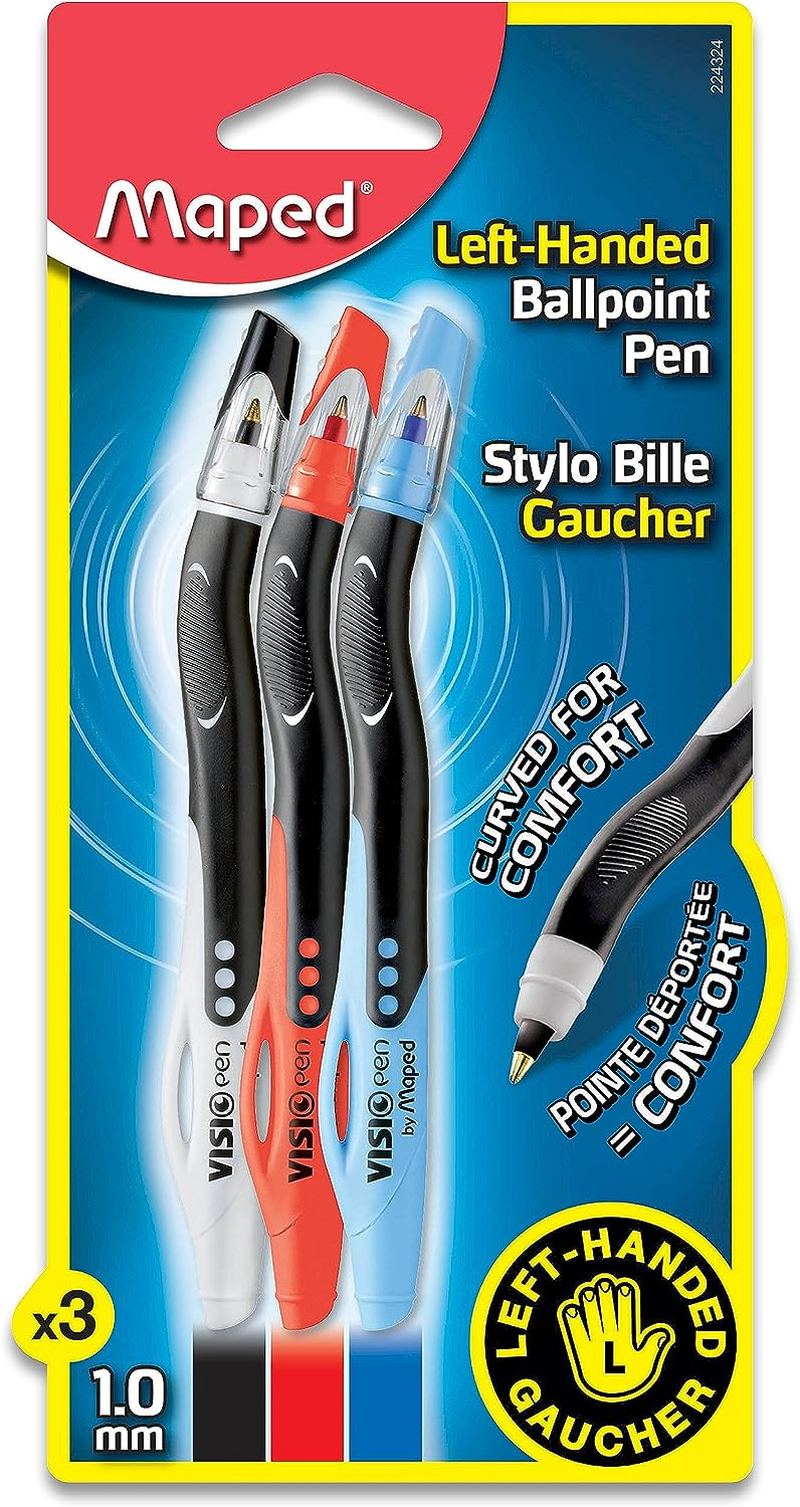 Maped Visio Left Handed Pens, Pack of 3, Assorted Colors (224324) image number 1