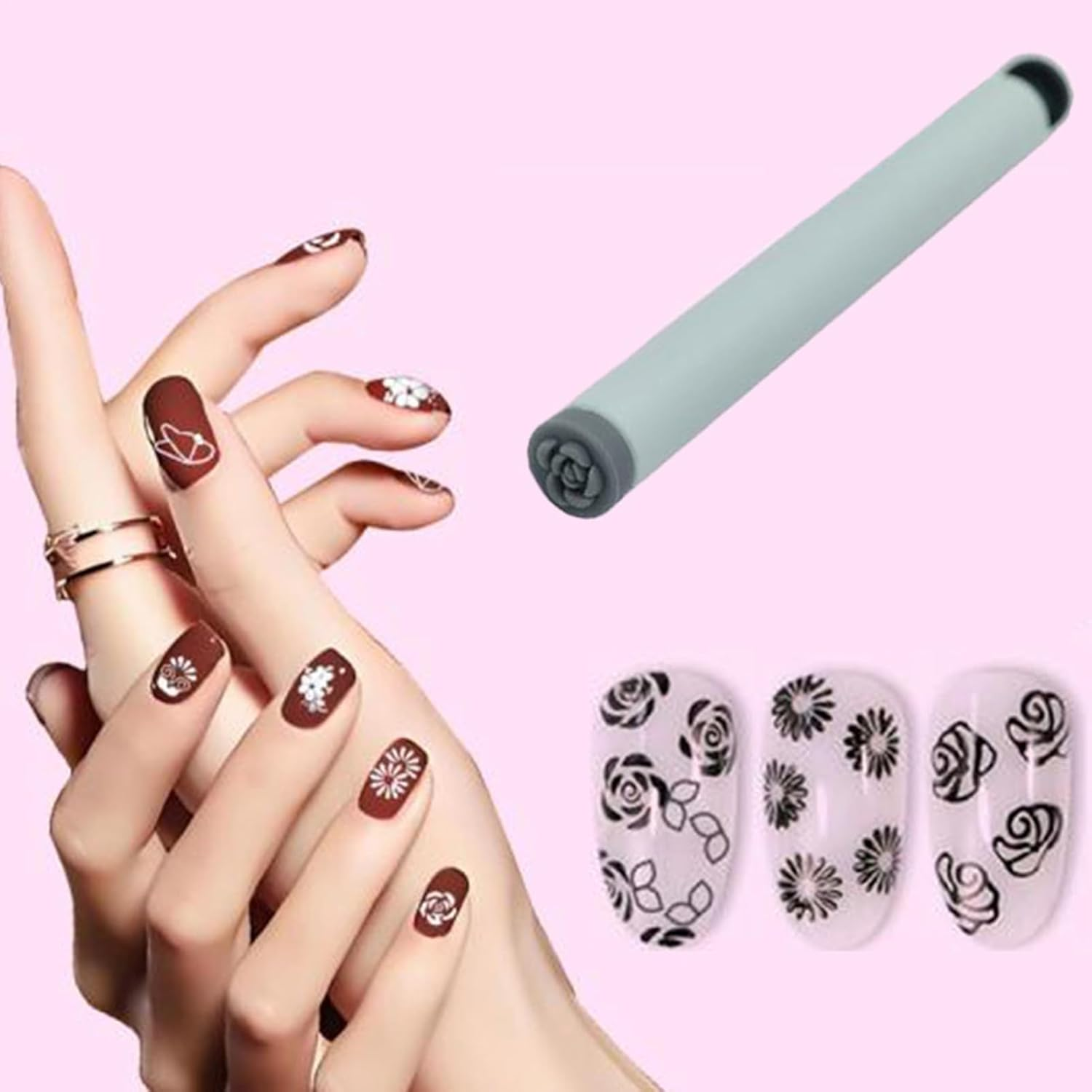 Nail Stamp Pen Set,Animal Flower Pattern Nail Stamper Pen | Portable Manicure Decoration Accessories for Women Teens Kids Children Teenagers Friends image number 5
