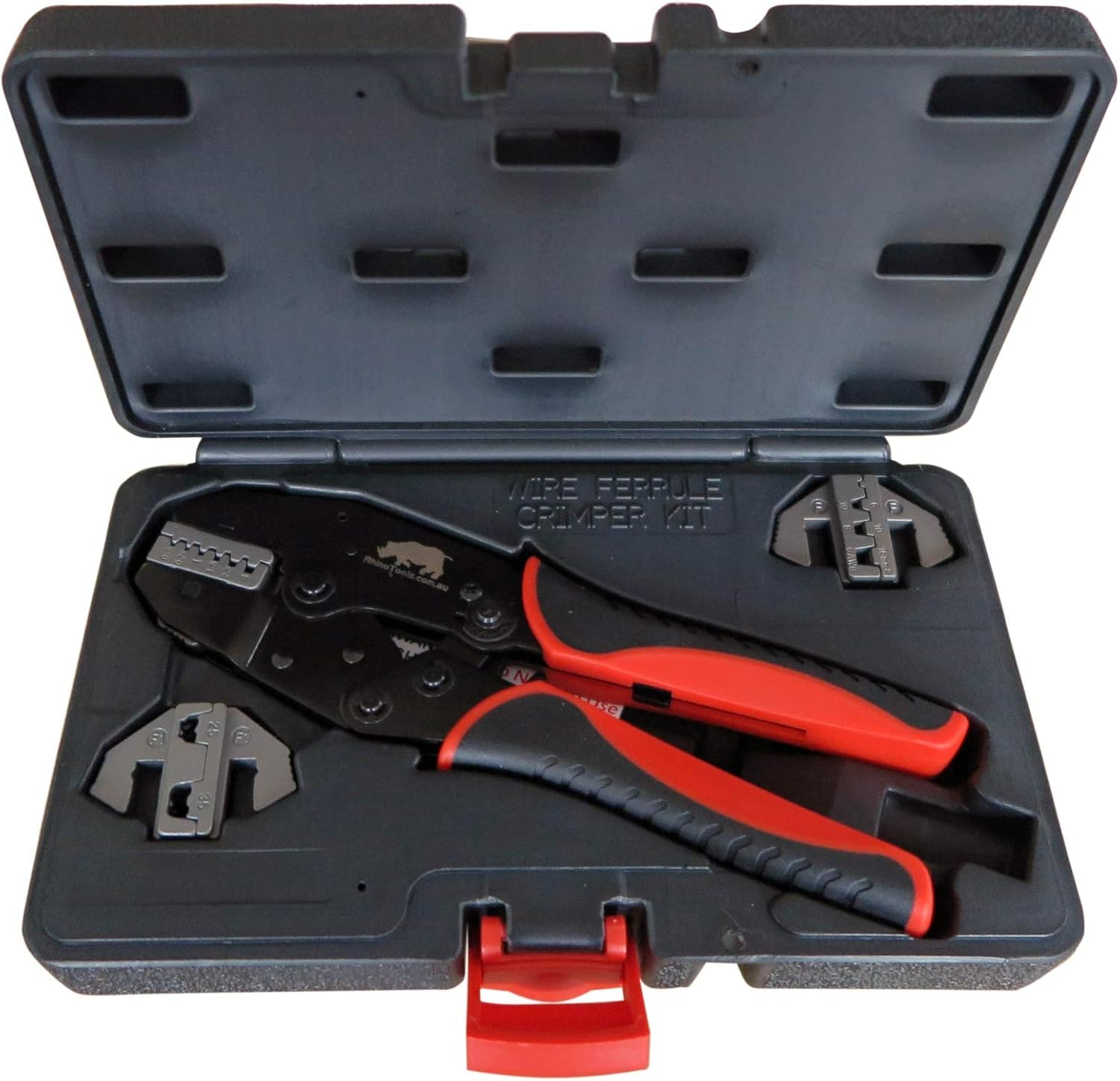 Rhino Tools Bootlace Wire Ferrule Crimper | Cord End | 3 Die Quick Change Crimping Kit | AWG 22-2 | 0.5-35Mm&sup2;