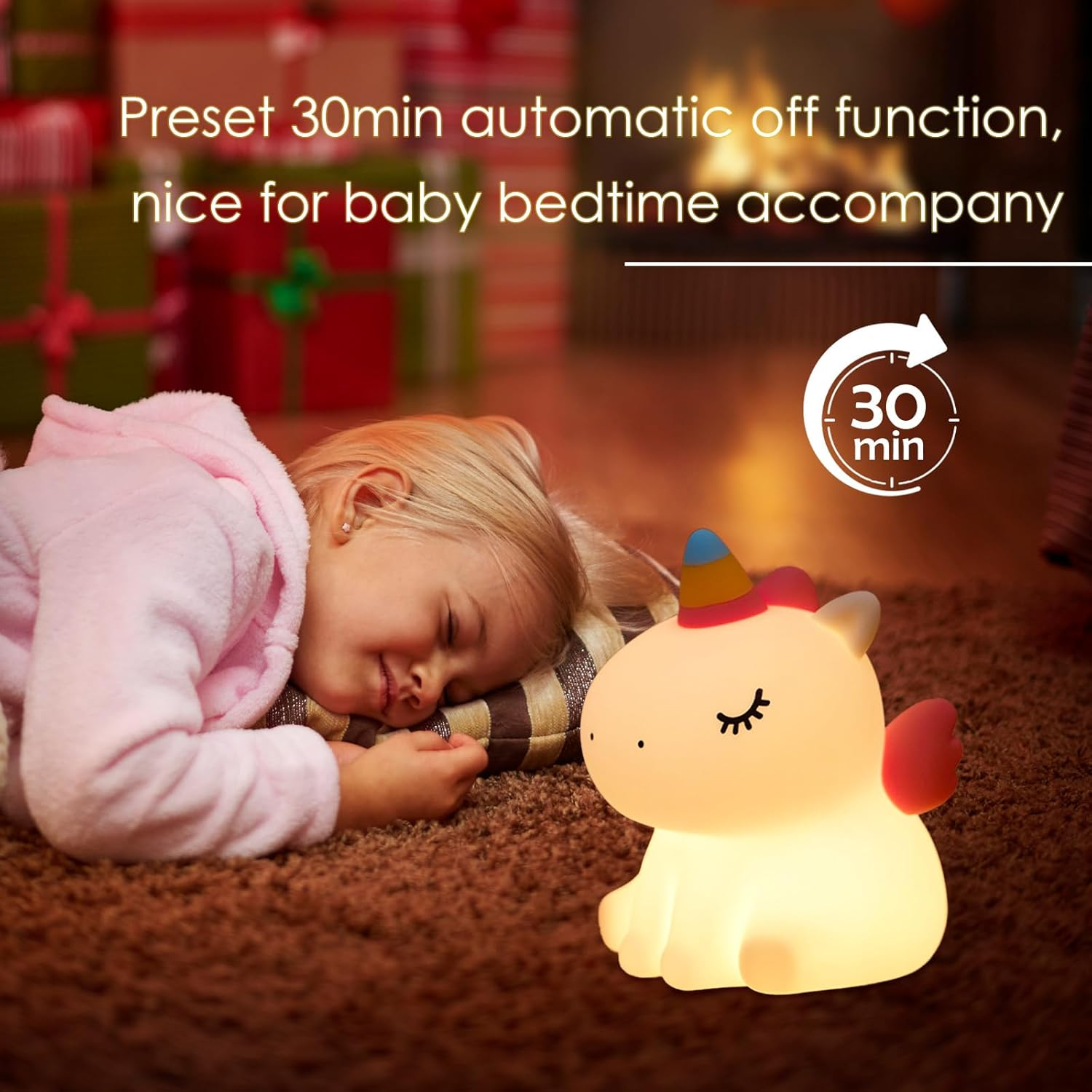 Kids Night Light for Bedroom,Cute Duck Decor Lights Touch Lamp,Gift Rechargeable Nightlight,Anime Night Lamps, Funny Gifts USB Portable Wireless Dimmable Ducks Feeding Bed Lamp (Unicorn) image number 2