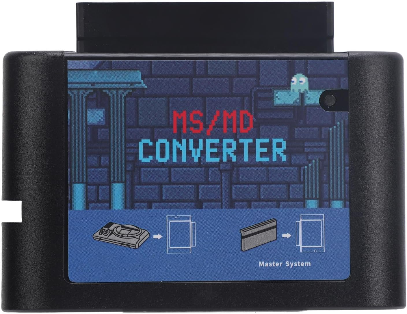 MS to MD Game Card Adapter for Retron 5 3 2, MS to MD Game Video Converters for Mega Drive for Genesis, MS to MD Game Burner Card Converter Enriched Gaming Experience (Black Transparent)