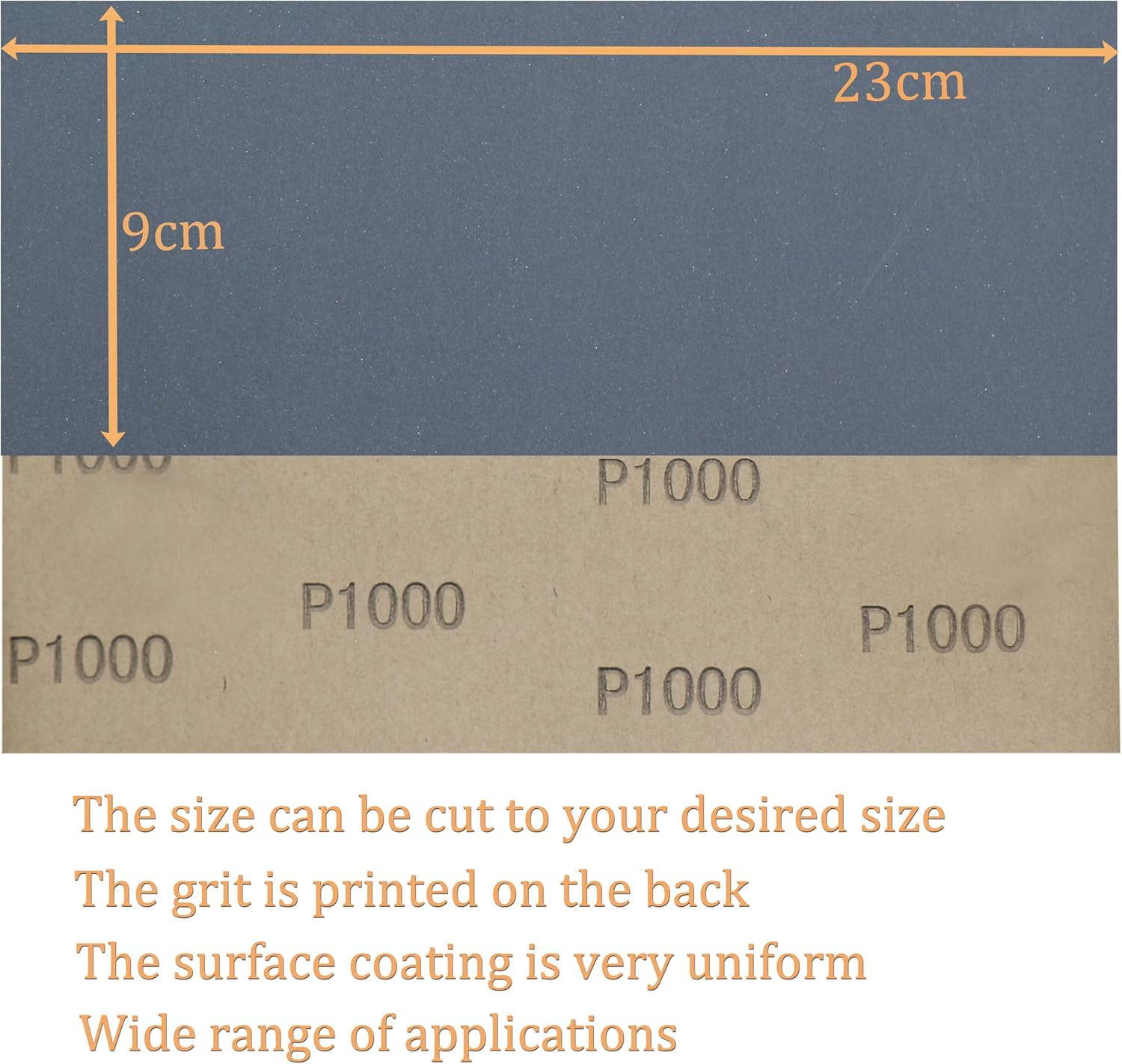 9 X 3.6 Inch 30 PCS #1000-#12000 Wet Dry Sanding Sheet Paper 1000/1200/1500/2000/2500/3000/5000/7000/8000/12000 Grit Each 3PCS for Sanding Polishing (30 PCS #1000-#12000 Grit) image number 5