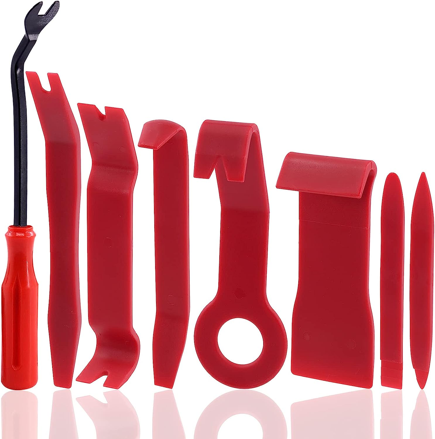 Tanstic 8Pcs Auto Trim Removal Tool Kit, Plastic No-Scratch Pry Tool Kit, Car Interior Trim Removal Tools, Fastener Remover, Car Panel Door Window Molding Tools for Car Audio Radio Panel (Red) image number 2