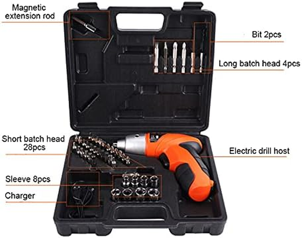 45 in 1 Power Screwdrive Set, Durable Car Emergency Tool Box with Flashlight Multifunction USB Charging Wireless Drill Power Portable Repair Tool Kit for Home/1191 image number 4