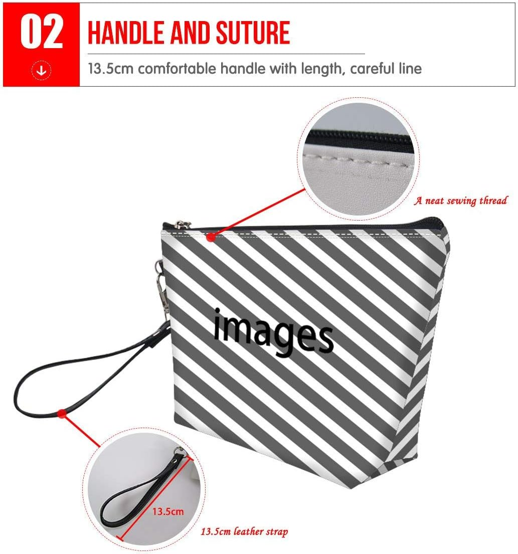 Mumeson Boston Bulldog and Flower Print Women Leather Trapezoid Toiletry Bag,Pink image number 3