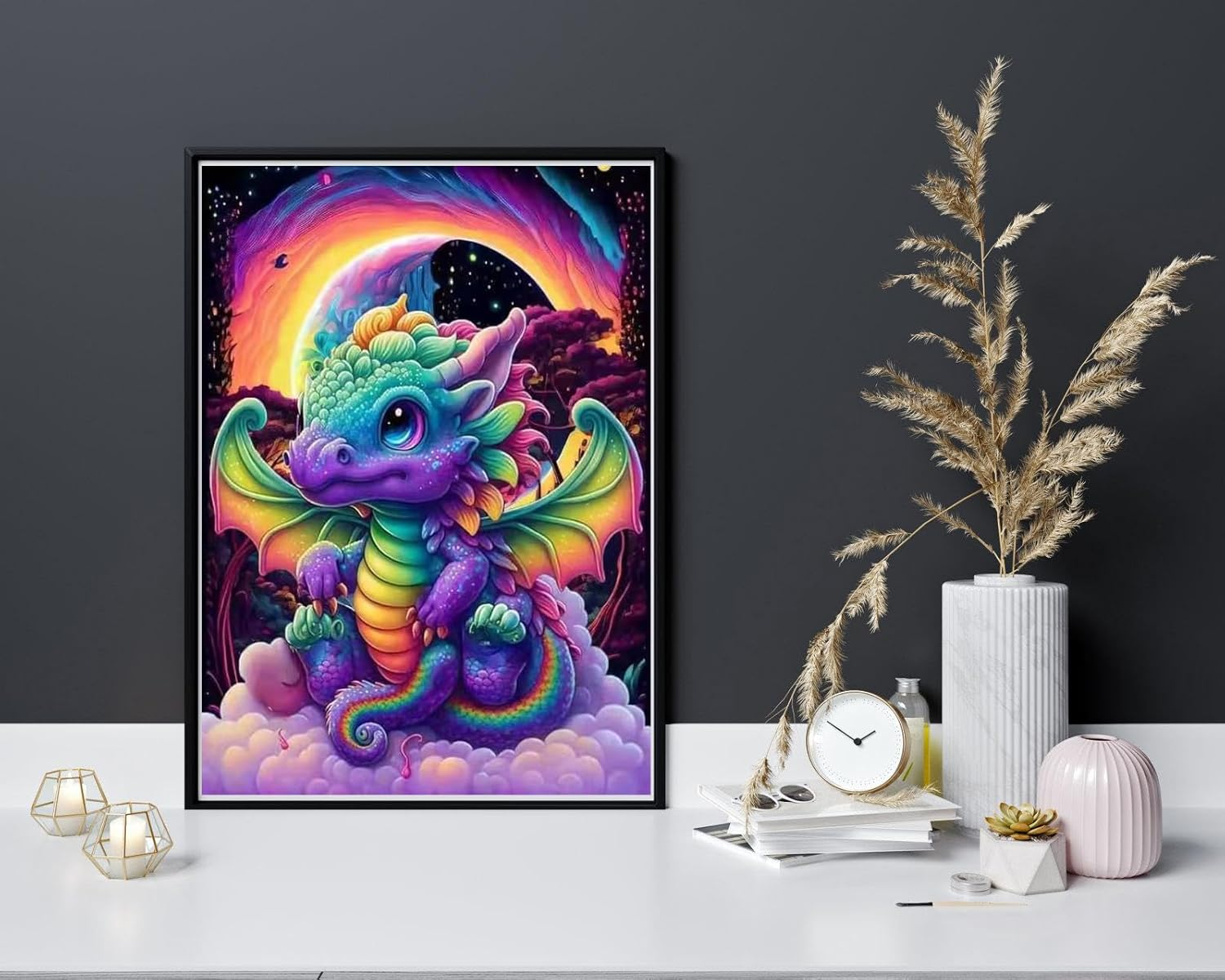 Diamond Painting Kits for Adults, 5D Diamond Art Painting Dragon Art for Adult,Diy Full round 5D Diamond Drill Kit,Gem Art Craft Home Decor,Wall Painting Kit 16X12 Inch image number 3