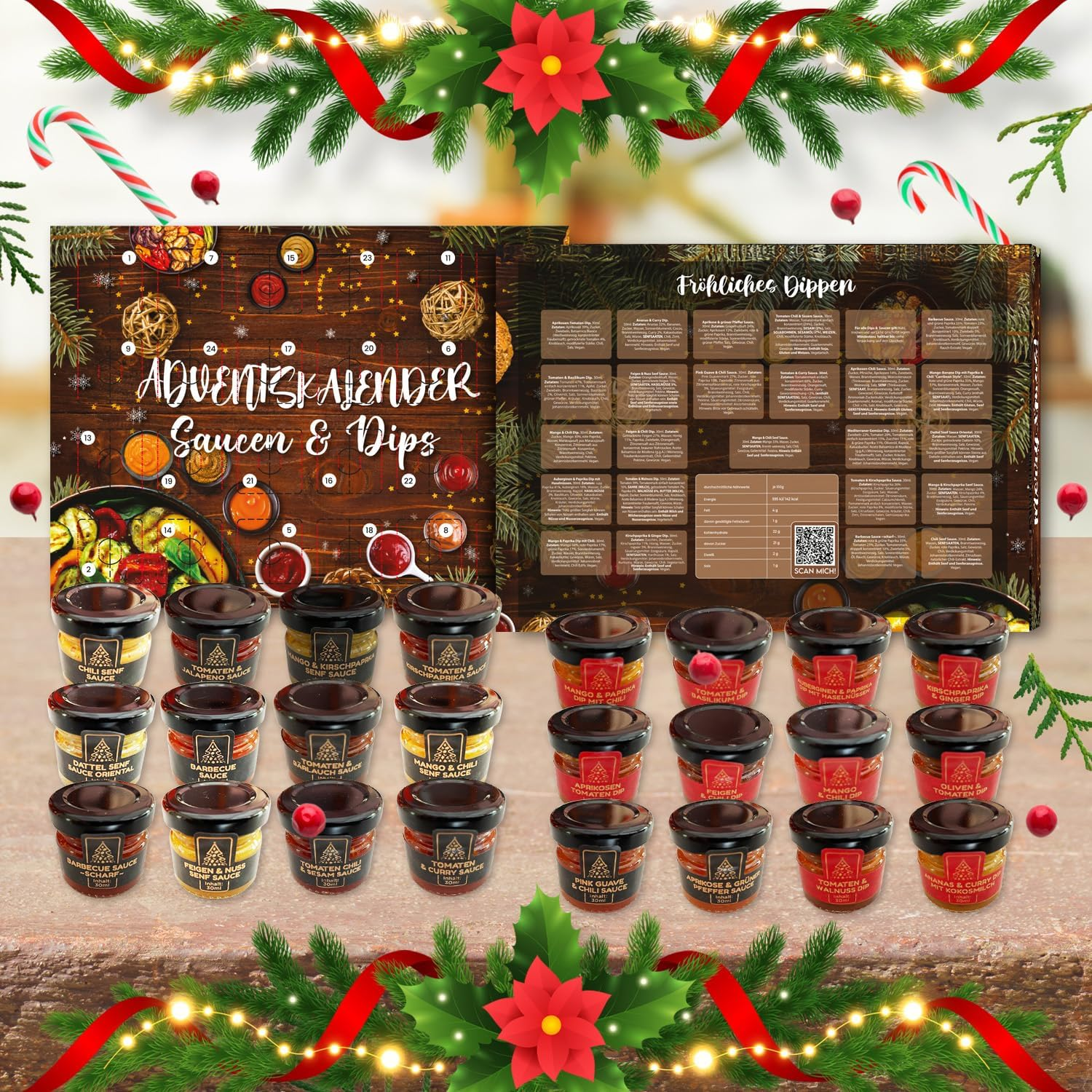 He-Ju Sauces & Dips Advent Calendar 2025, 24 Different Spicy to Hot Dips & Sauces in Christmas Calendar image number 3