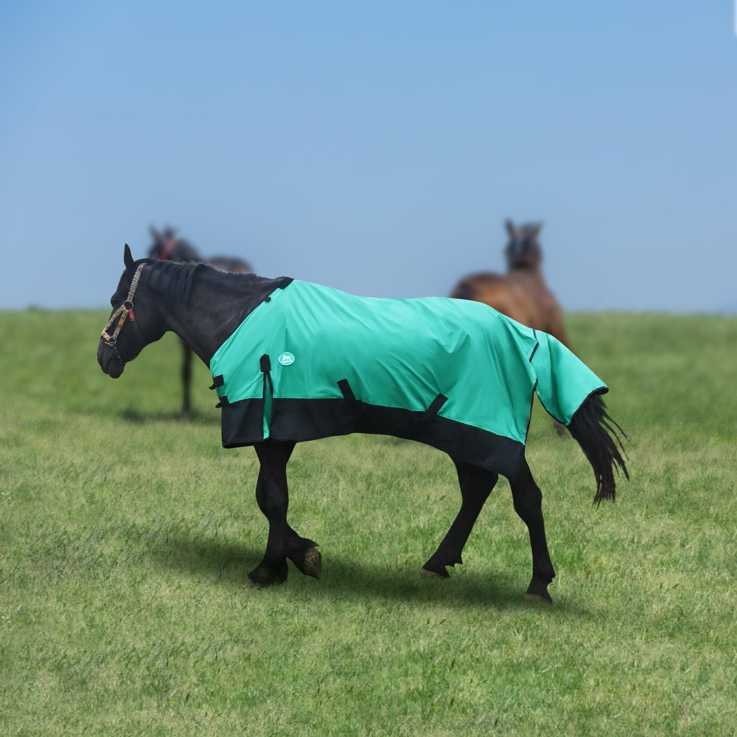 Waterproof Horse Blanket|Waterproof and Breathable Horse Care Blankets|Horse Blankets for Real Horses|Stands up to the Elements, Keeping Your Horse Warm and Dry(66Inch-Green) image number 3