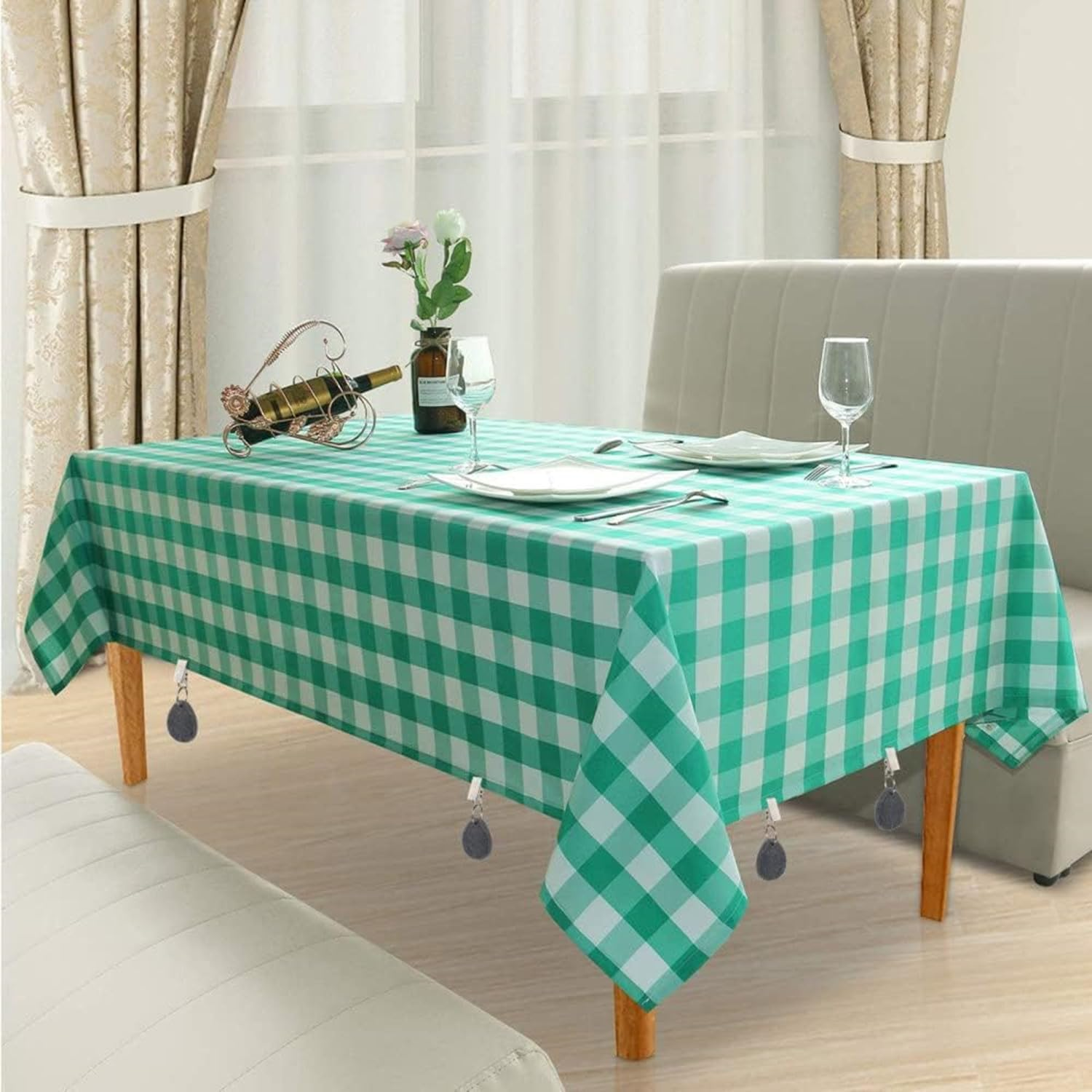 Tablecloth Weights Hangers,8 Pcs Tear Drop Marble Tablecover Weights, Tablecloth Pendant Stone Table Cover Weights with Metal Clips for Outdoor Party Picnic Table Decoration (Grey) image number 4