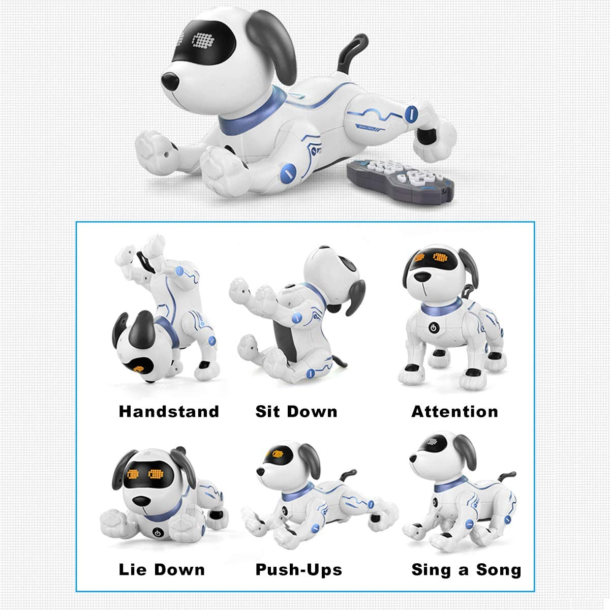 Fisca Remote Control Dog, RC Robotic Stunt Puppy Toys Handstand Push-Up Electronic Pets Dancing Programmable Robot with Sound for Kids Boys and Girls Age 6, 7, 8, 9, 10 Year Old