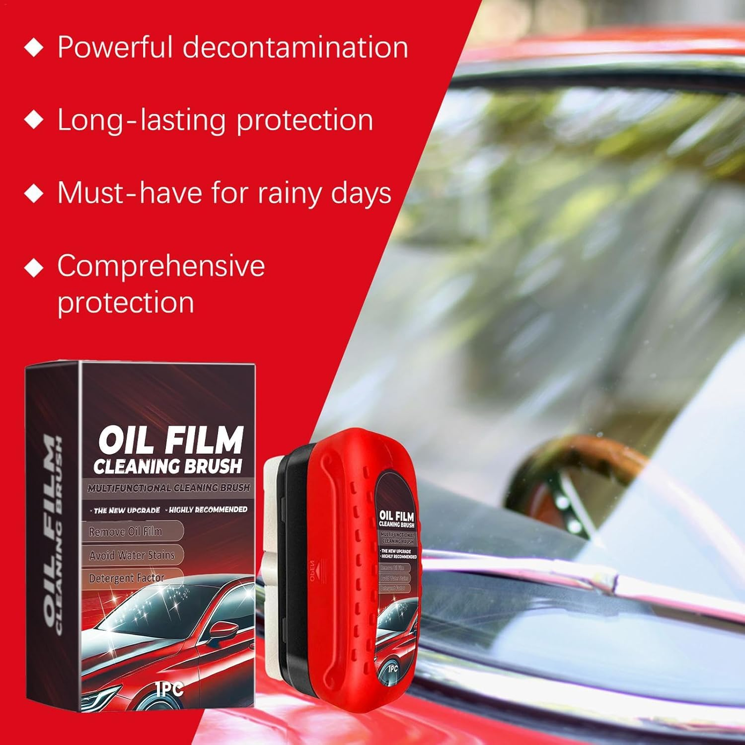 Car Windscreen Glass Oil Film Cleaner,Automotive Glass Oil Film Remover,Automotive Oil Film Cleaning Brush,Windshield Cleaner & Oil Film Remover Powerful Windshield Cleaner, Window Glass Cleaner image number 4